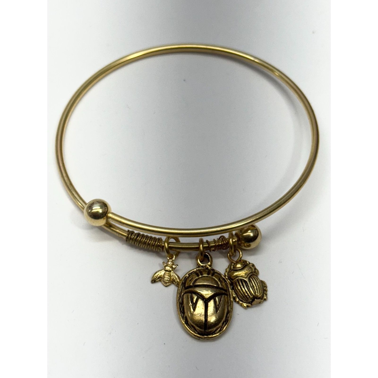 Vintage Vintage scarab Egyptian revival charm bracelet bangle Size ONE SIZE - 2 Thumbnail