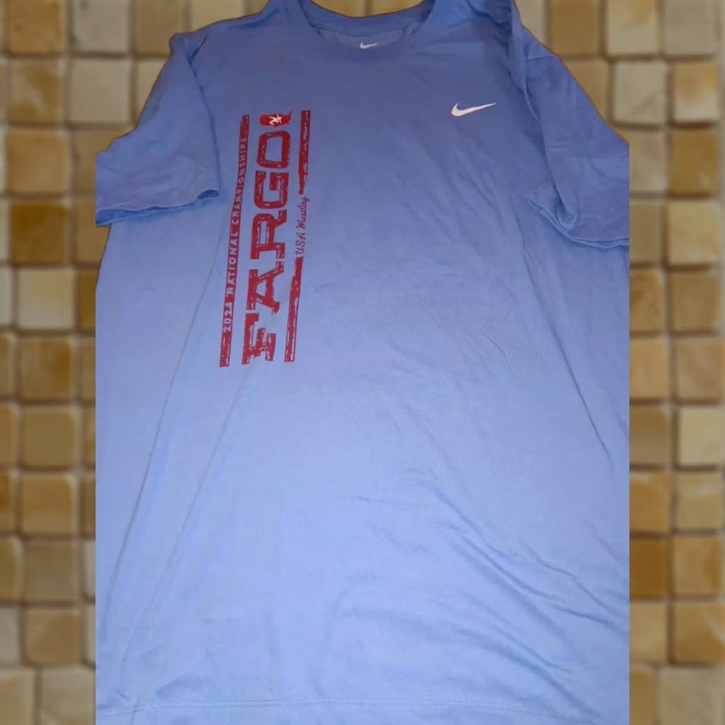 Nike VINTAGE NIKE DRI-FIT BLUE FARGO CHAMPIONSHIP WRESTLING SHORT SLEEVE SHIRT XL Size US XL / EU 56 / 4 - 1 Preview