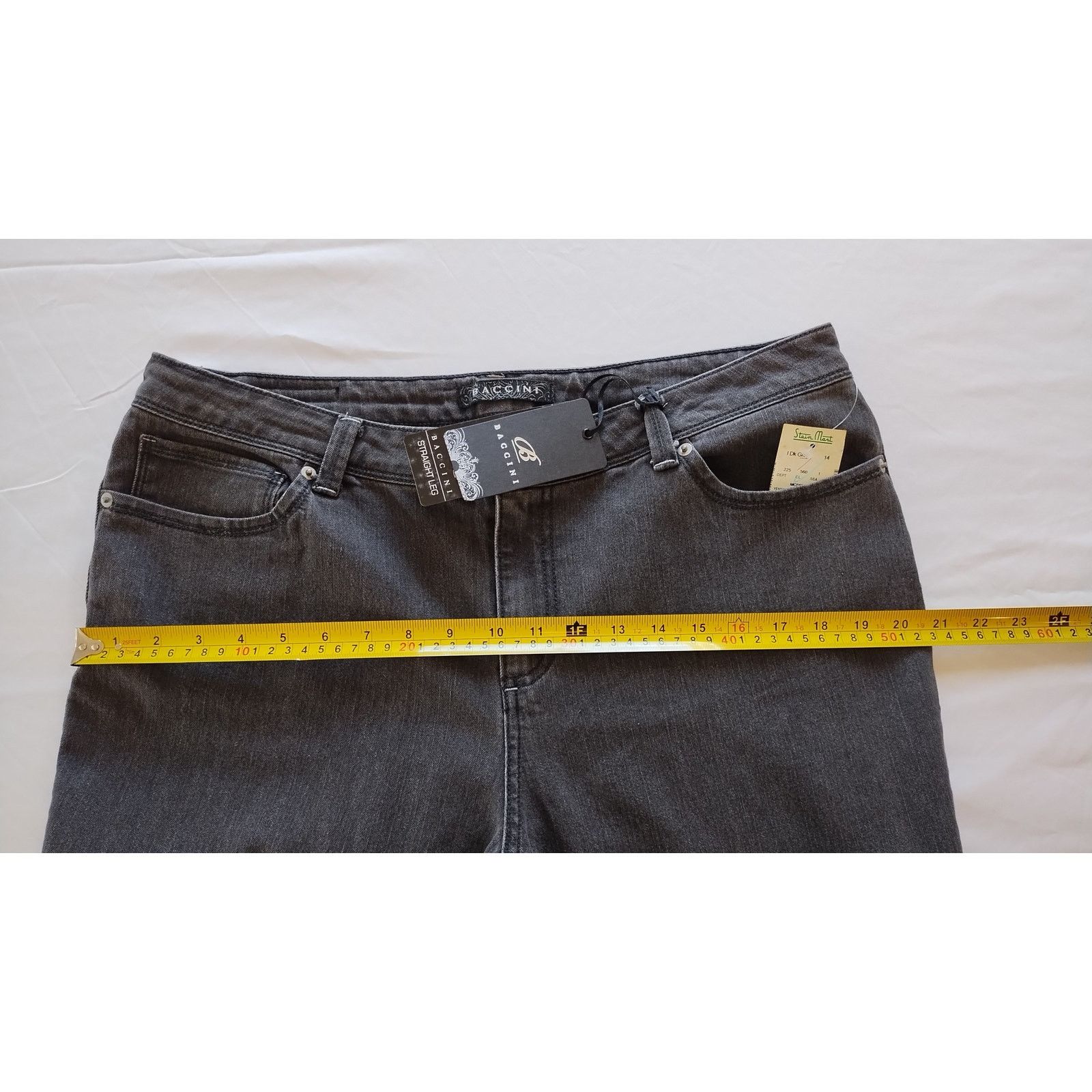 Bacco Bucci Baccini Women Stretch Straight Leg Gray Denim Jeans Size 14 Size 36" / US 14 / IT 50 - 13 Thumbnail