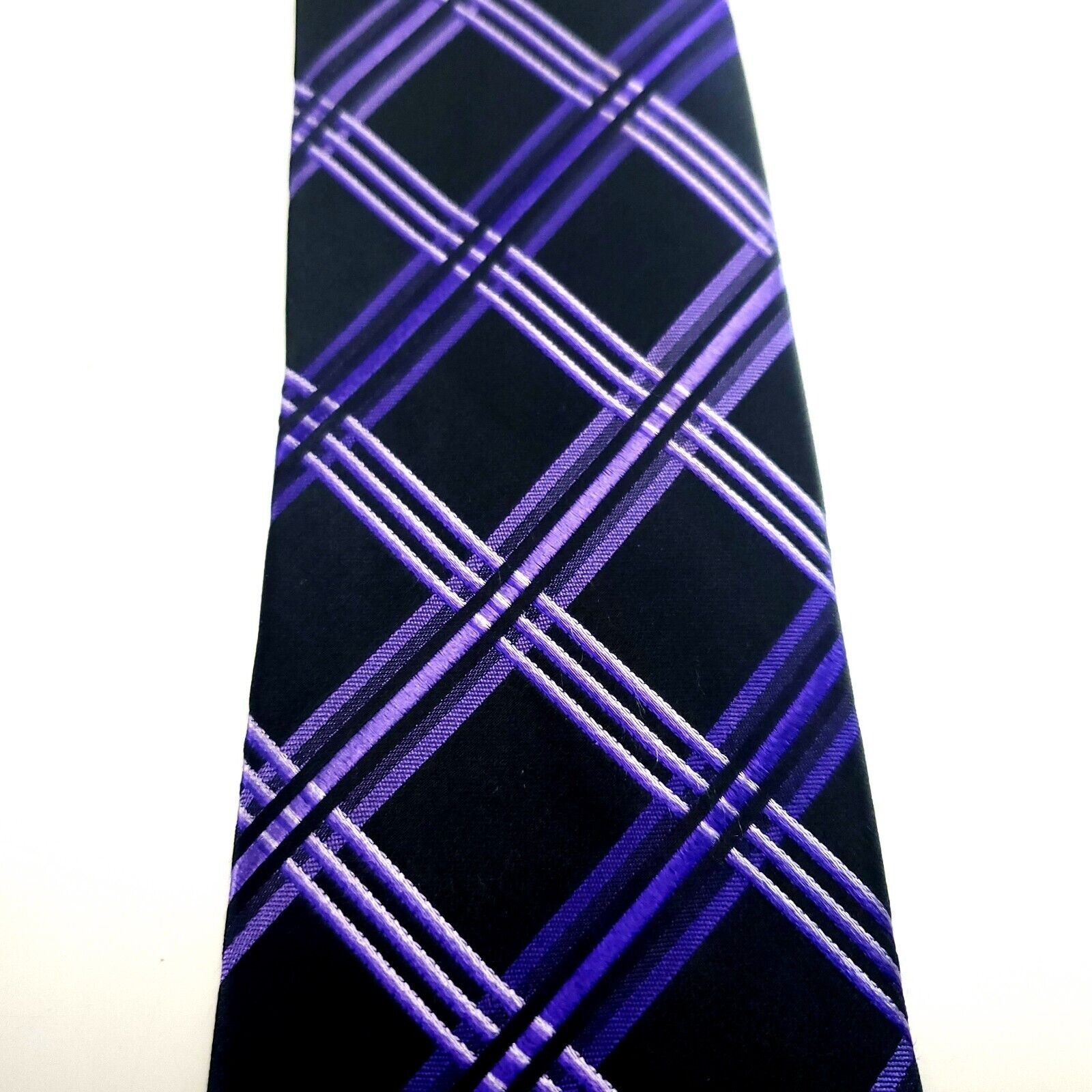 Arrow Arrow USA 1851 Black Purple Silk Tie Woven Striped Size ONE SIZE - 2 Thumbnail