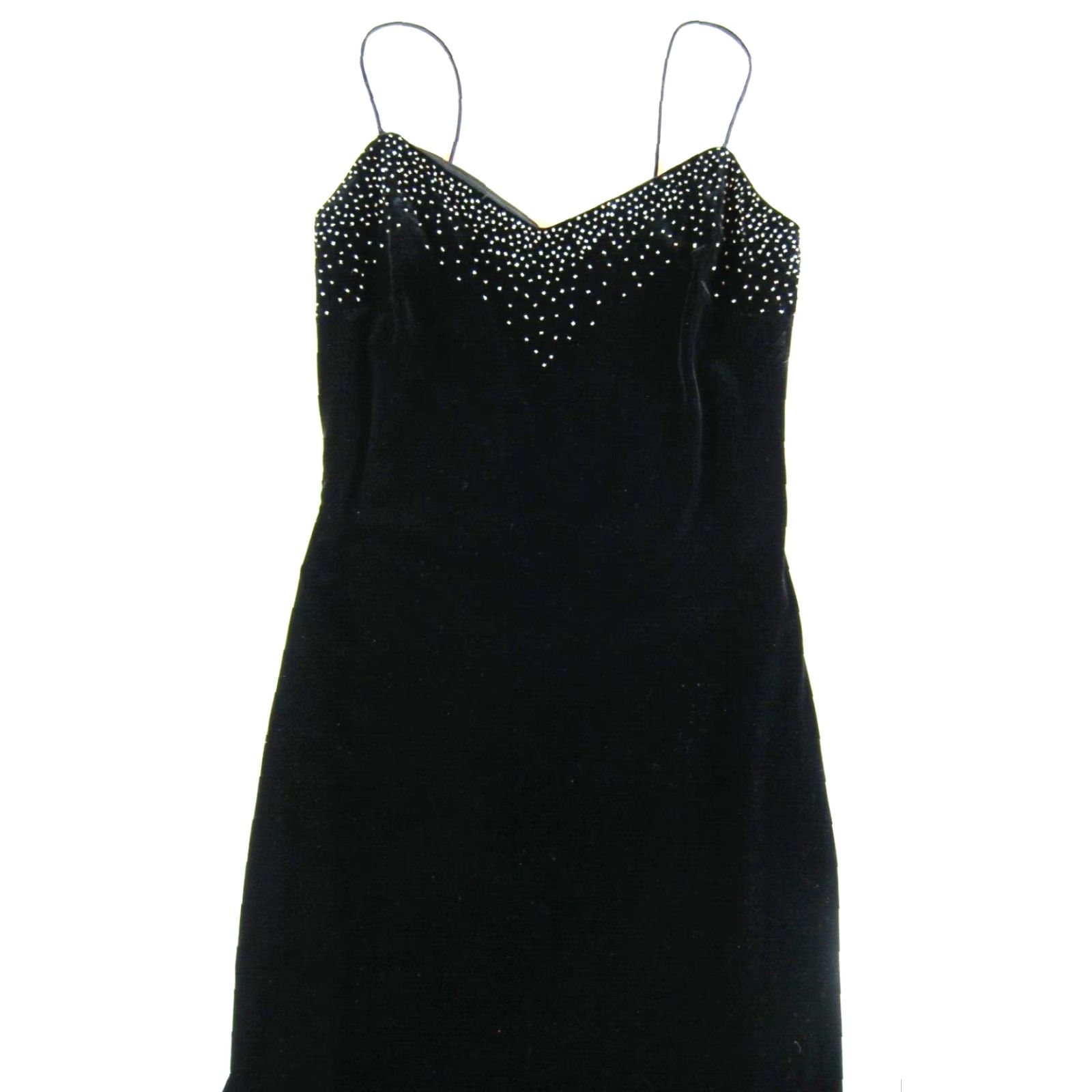 Velvet Vtg 90s Prom Velvet Beaded Stretch Dress Dave & Johnny Laura Ryner Evening 7/8 Size M / US 6-8 / IT 42-44 - 7 Thumbnail