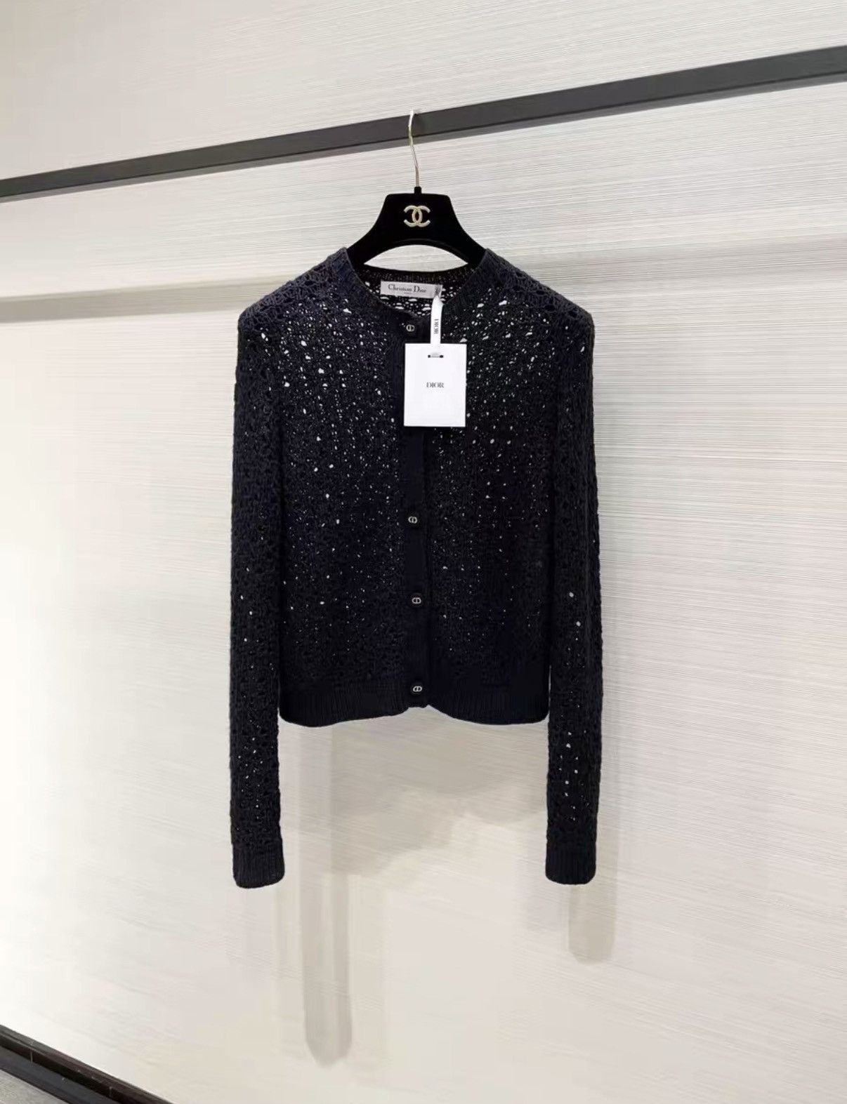 Dior Dior Size 38 Classic Black Cutout Wool Blend Knit J33 Size S / US 4 / IT 40 - 1 Thumbnail