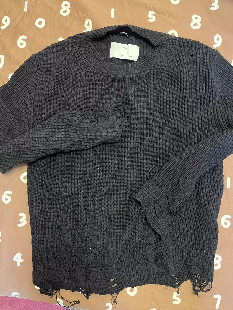 Song For The Mute Song For The Mute size 2 Hole-punched black sweater Size US M / EU 48-50 / 2 - 1 Thumbnail