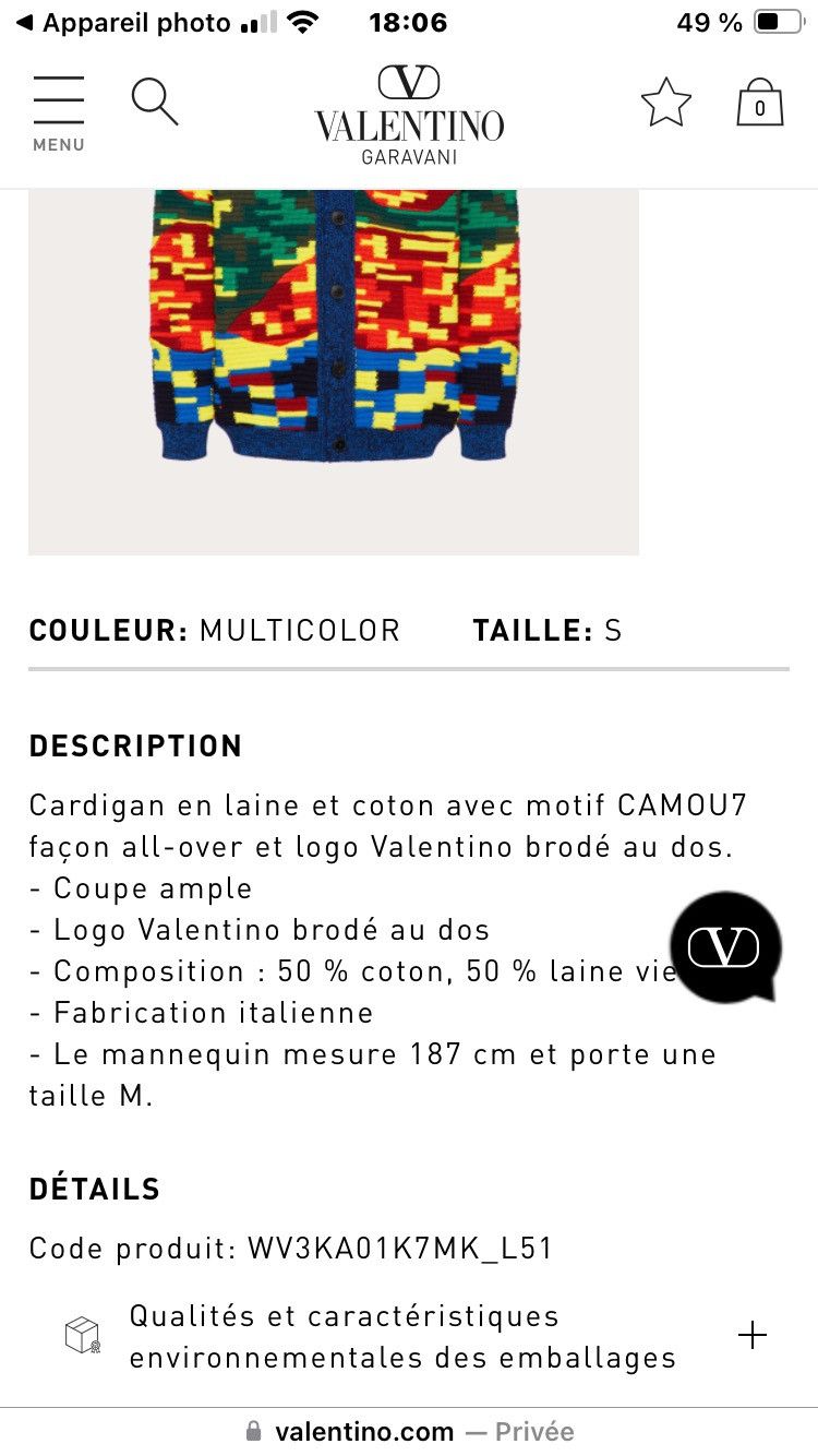 Valentino WOOL AND COTTON CARDIGAN WITH CAMOU7 MOTIF Size US S / EU 44-46 / 1 - 11 Thumbnail