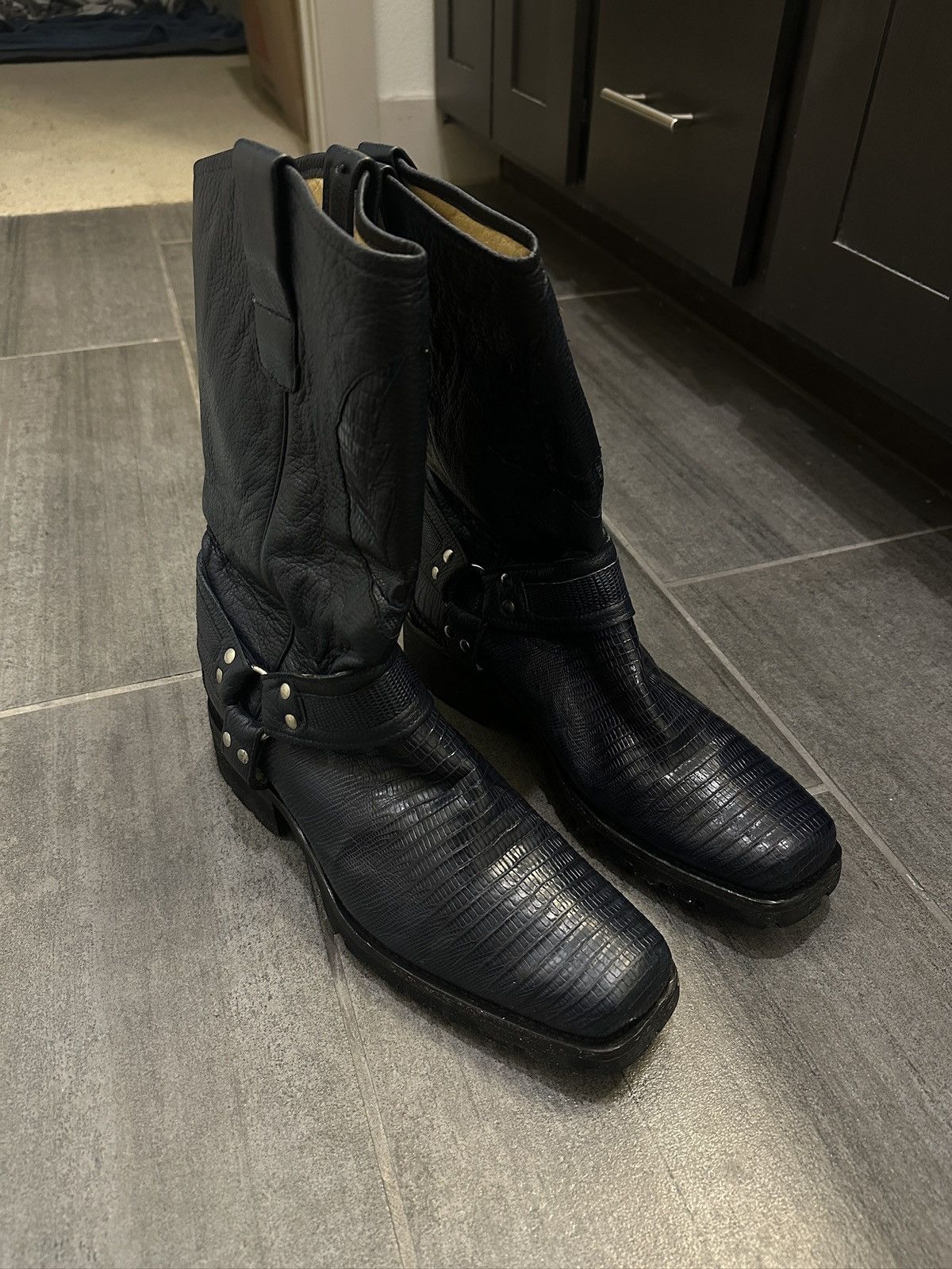 Los Altos Boots Los Altos Lizard Skin Leather Biker Boots Size US 11.5 / EU 44-45 - 1 Thumbnail