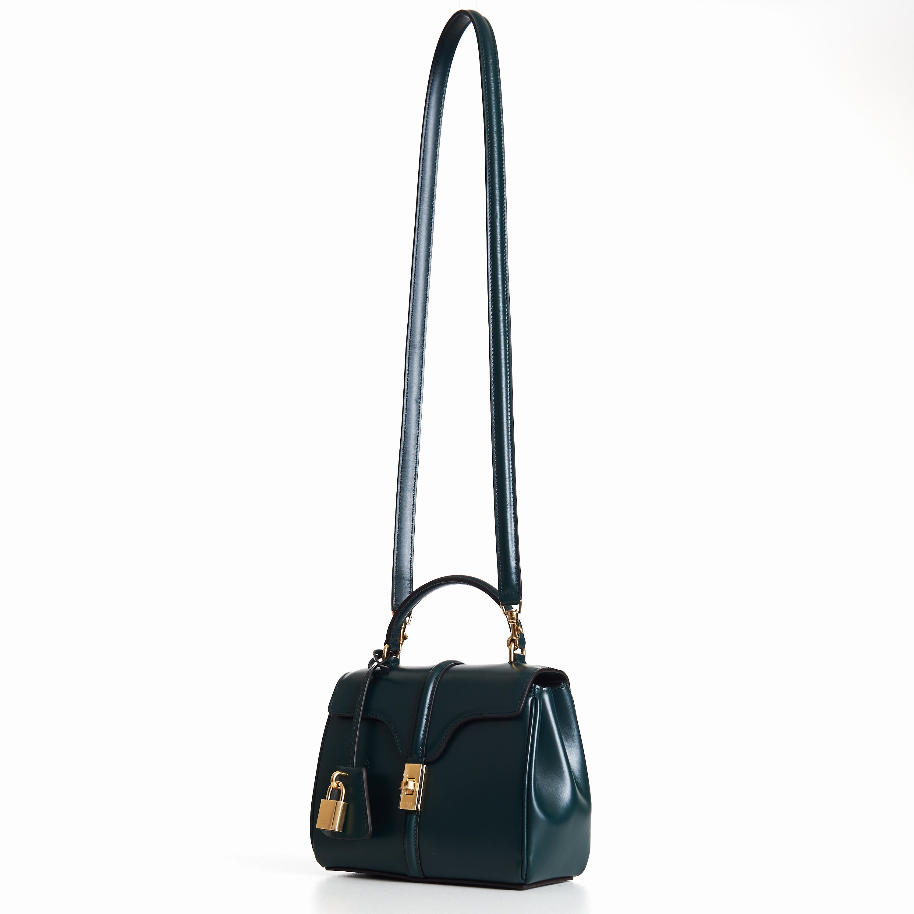 Celine Mini 16 In Amazone Green Satinated Calfskin Size ONE SIZE - 11 Thumbnail
