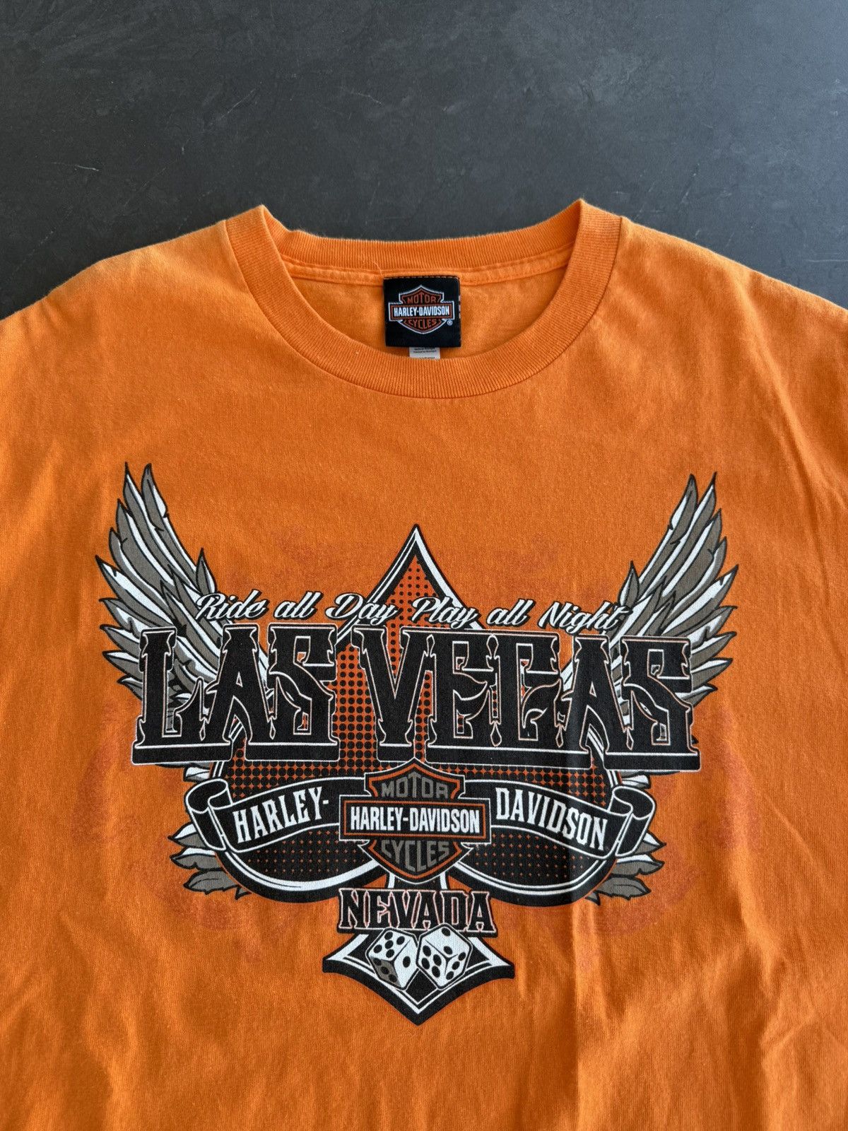 Harley Davidson × Vintage Vintage Harley Davidson Las Vegas Tee Orange Size US L / EU 52-54 / 3 - 2 Thumbnail