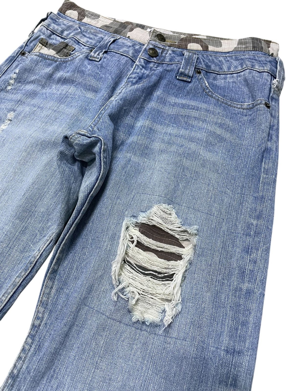 GOSTAR DE FUGA × Hysteric Glamour Daily Topics Japan Double Waist Camo Distressed Jeans Size US 30 / EU 46 - 7 Thumbnail