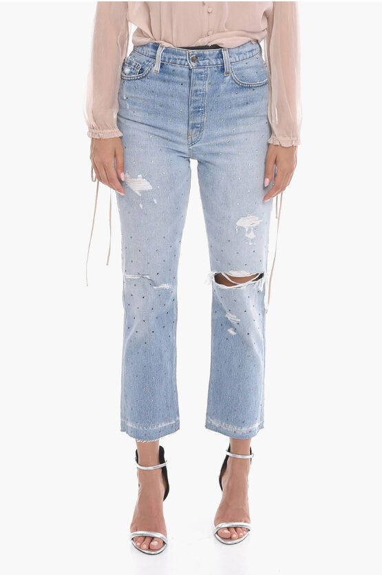 image of Amiri Og1Mm0524 Denim Crystals In Light Blue, Women's (Size 26)