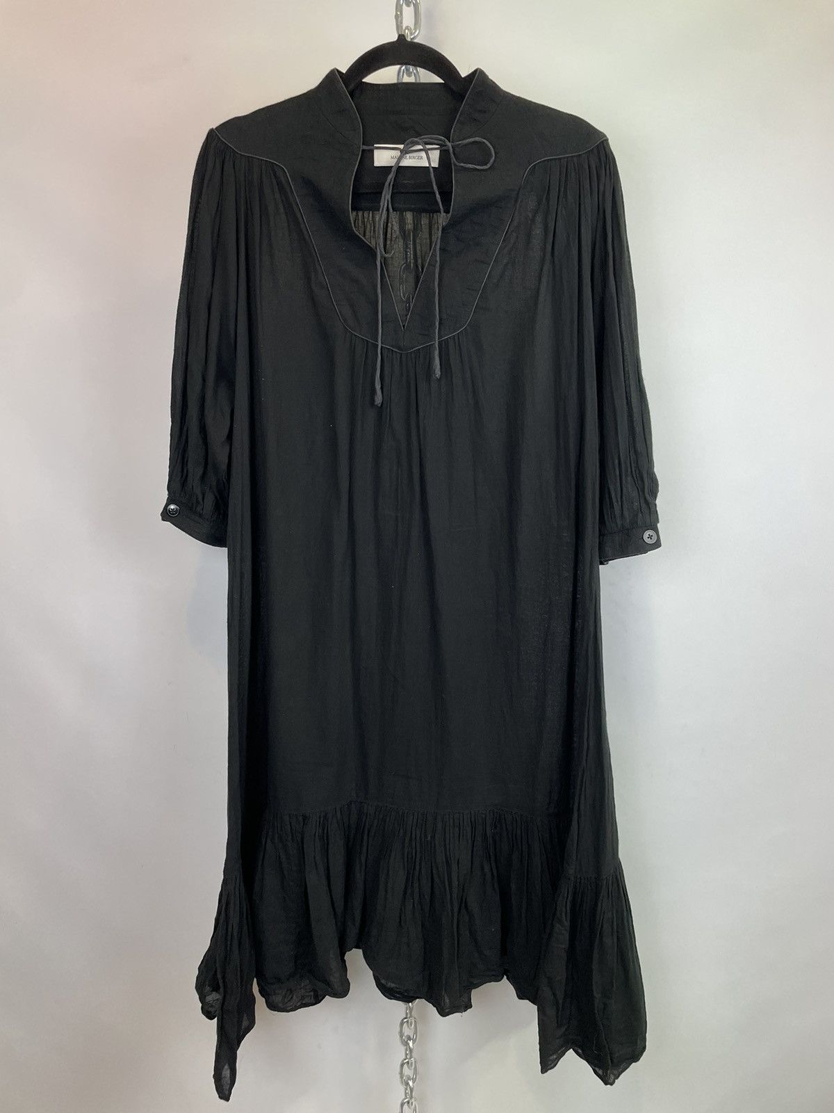 image of By Malene Birger Malene Birger Black Cotton Long sleeve Dress With Tie Size 38, Women's