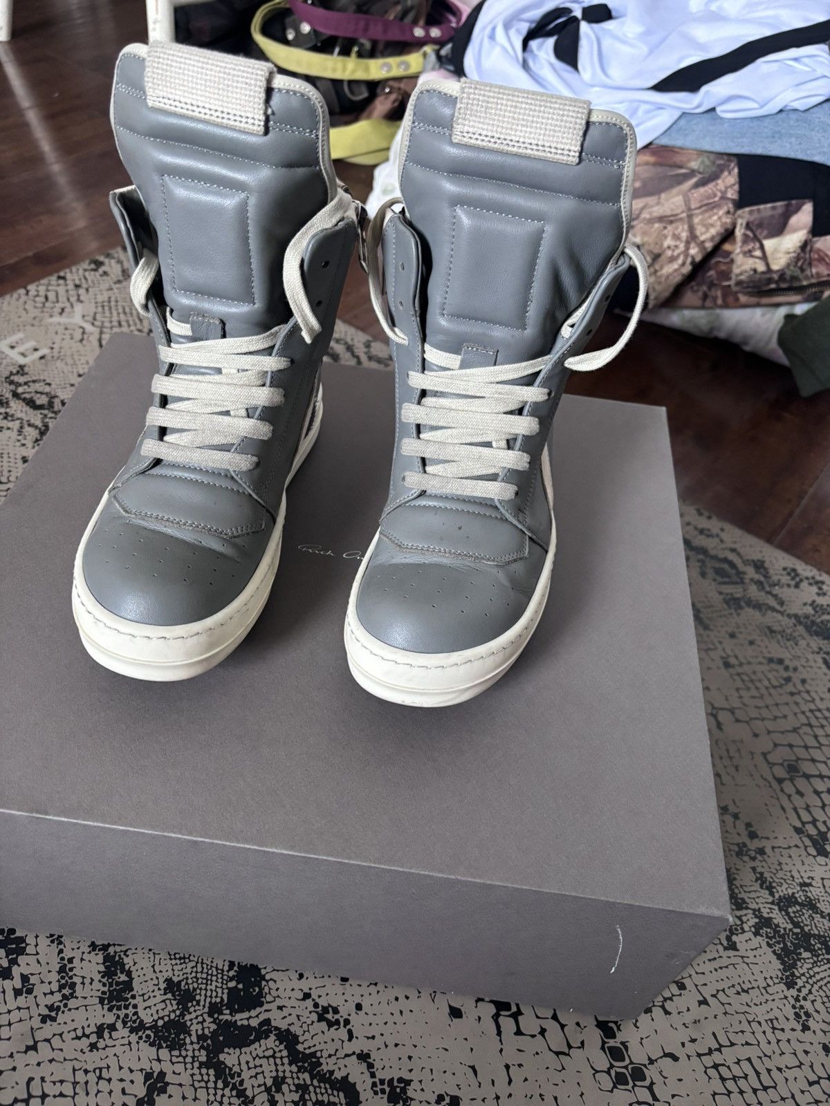 Rick Owens Gray Temple Geobasket Sneakers Size US 5 / EU 37 - 1 Thumbnail