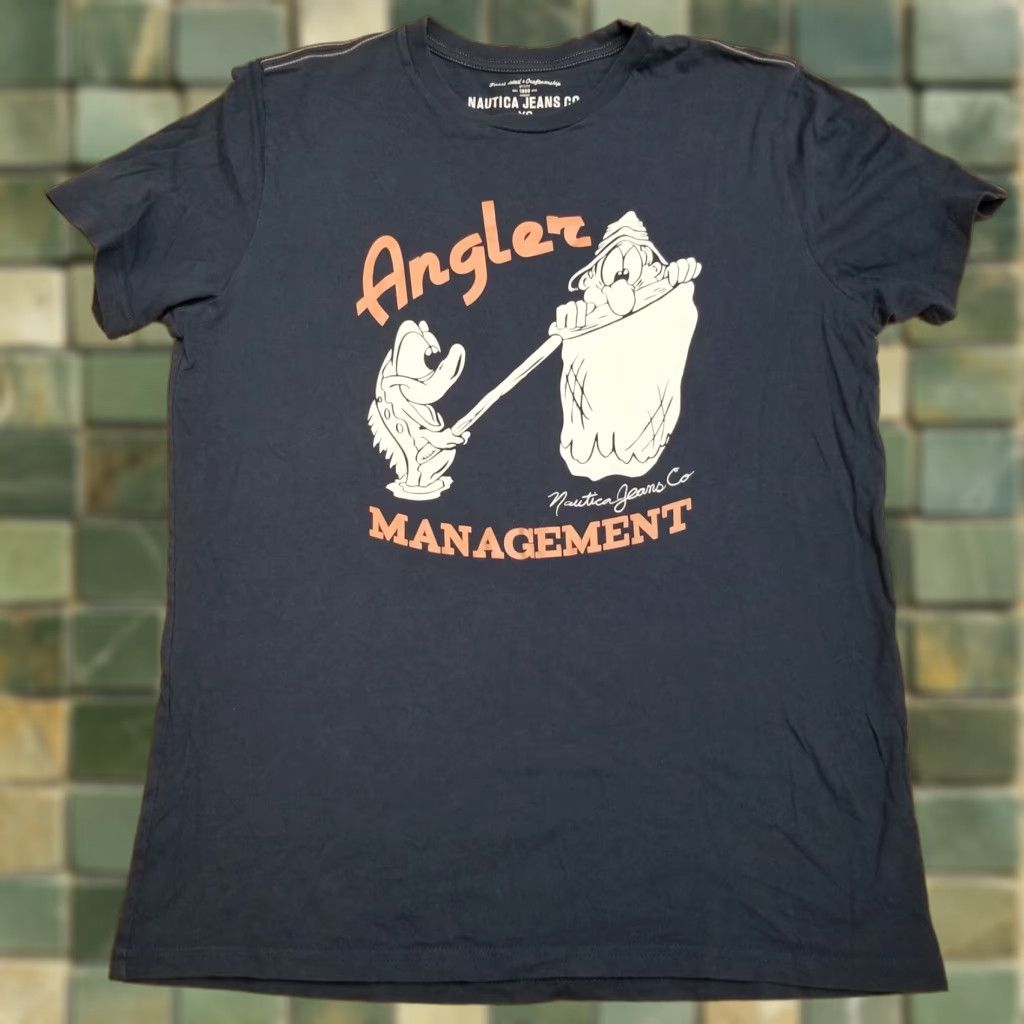 Nautica Nautica Angler Management Fisherman Shirt T-Shirt Crewneck Mens XS Blue Jersey Logo 90s USA Sports Size US XS / EU 42 / 0 - 1 Thumbnail