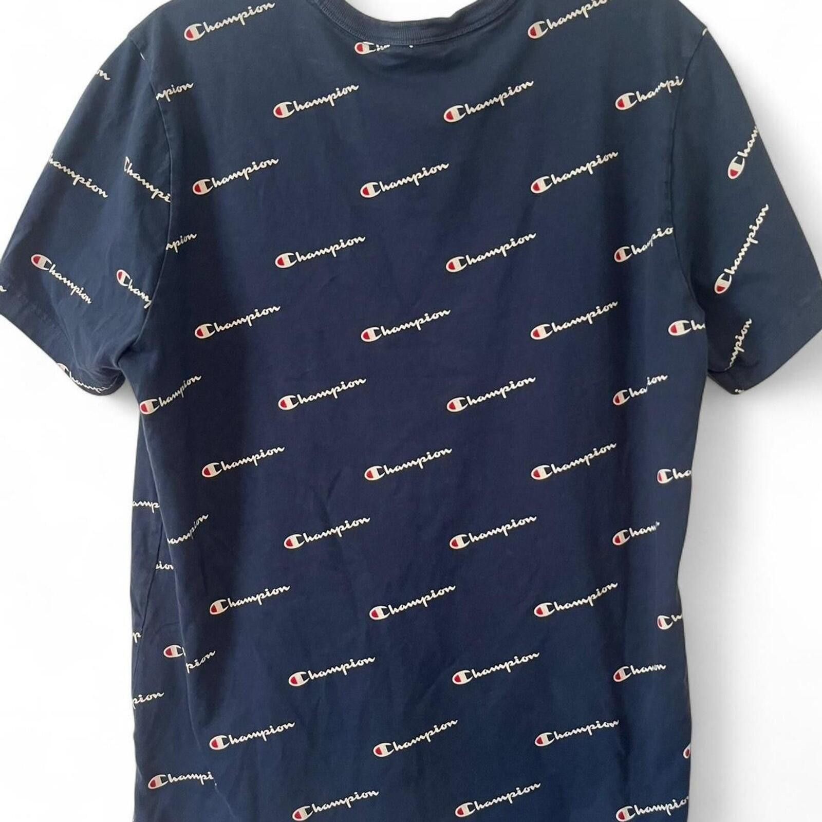 Champion Champion Navy Blue Allover Logo Print T-Shirt Size Large Size US L / EU 52-54 / 3 - 2 Thumbnail