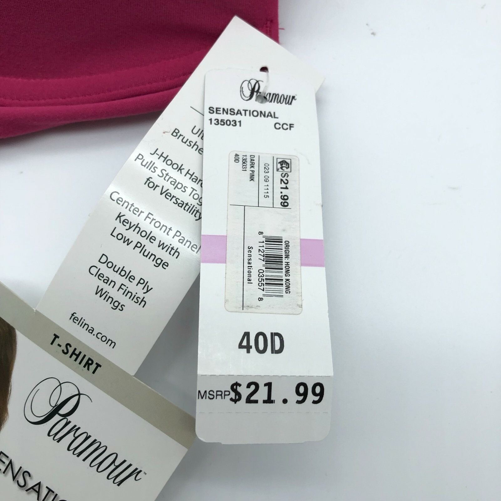 Other Paramour Sensational Bra Full Figure T Shirt Keyhole Pink Si Size ONE SIZE - 4 Thumbnail