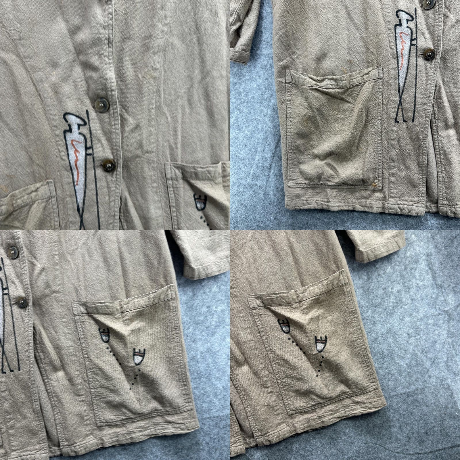 Vintage VINTAGE Cotton U.S.A. Jacket Womens XS Tan Southwestern Petroglyph Lagenlook Jacket Size XS / US 0-2 / IT 36-38 - 8 Thumbnail
