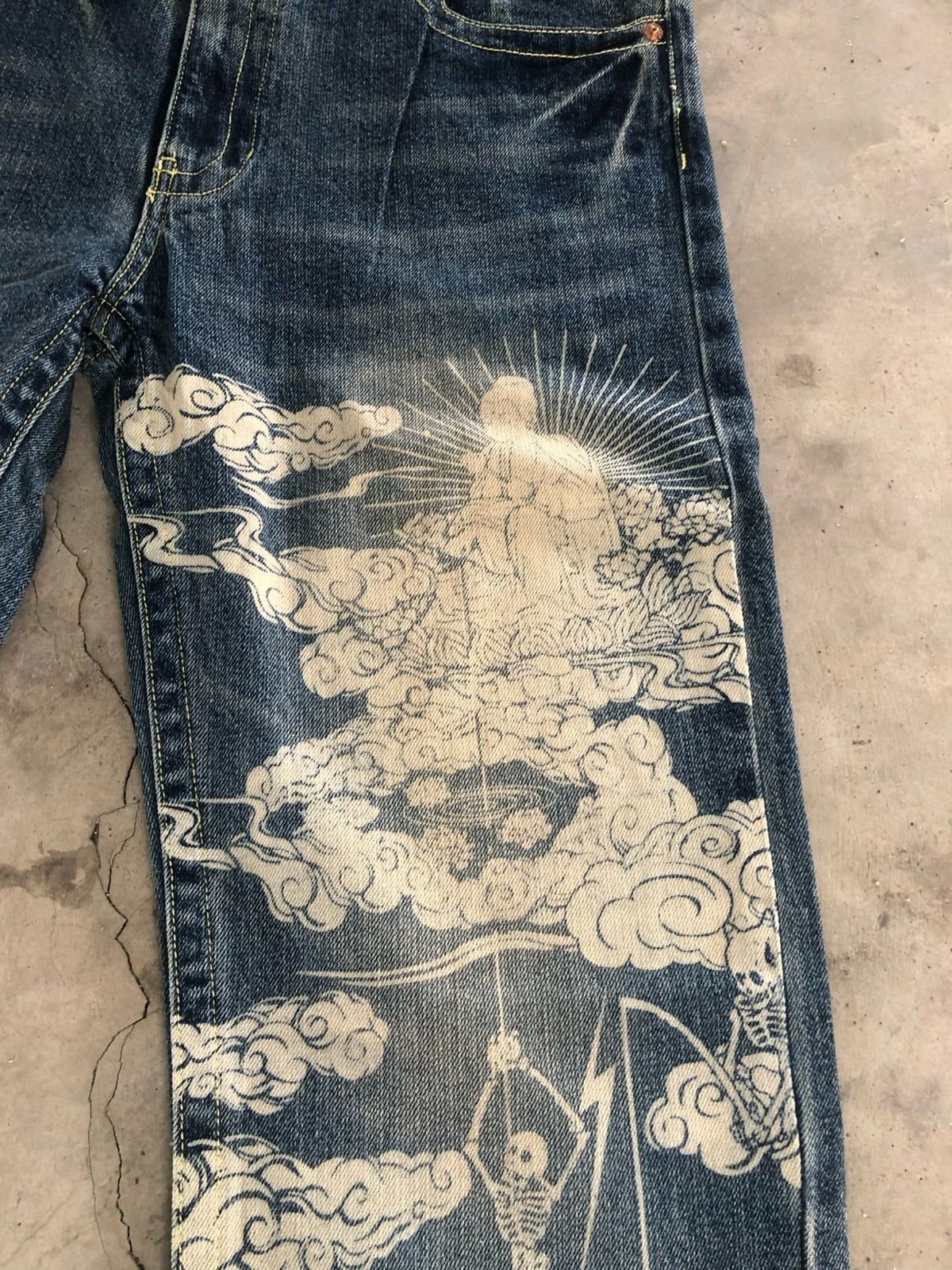 Karakuri Tamashii Karakuri Tamashi Full Print Buddha Jeans–Embroidered Pocket Size US 33 - 4 Thumbnail
