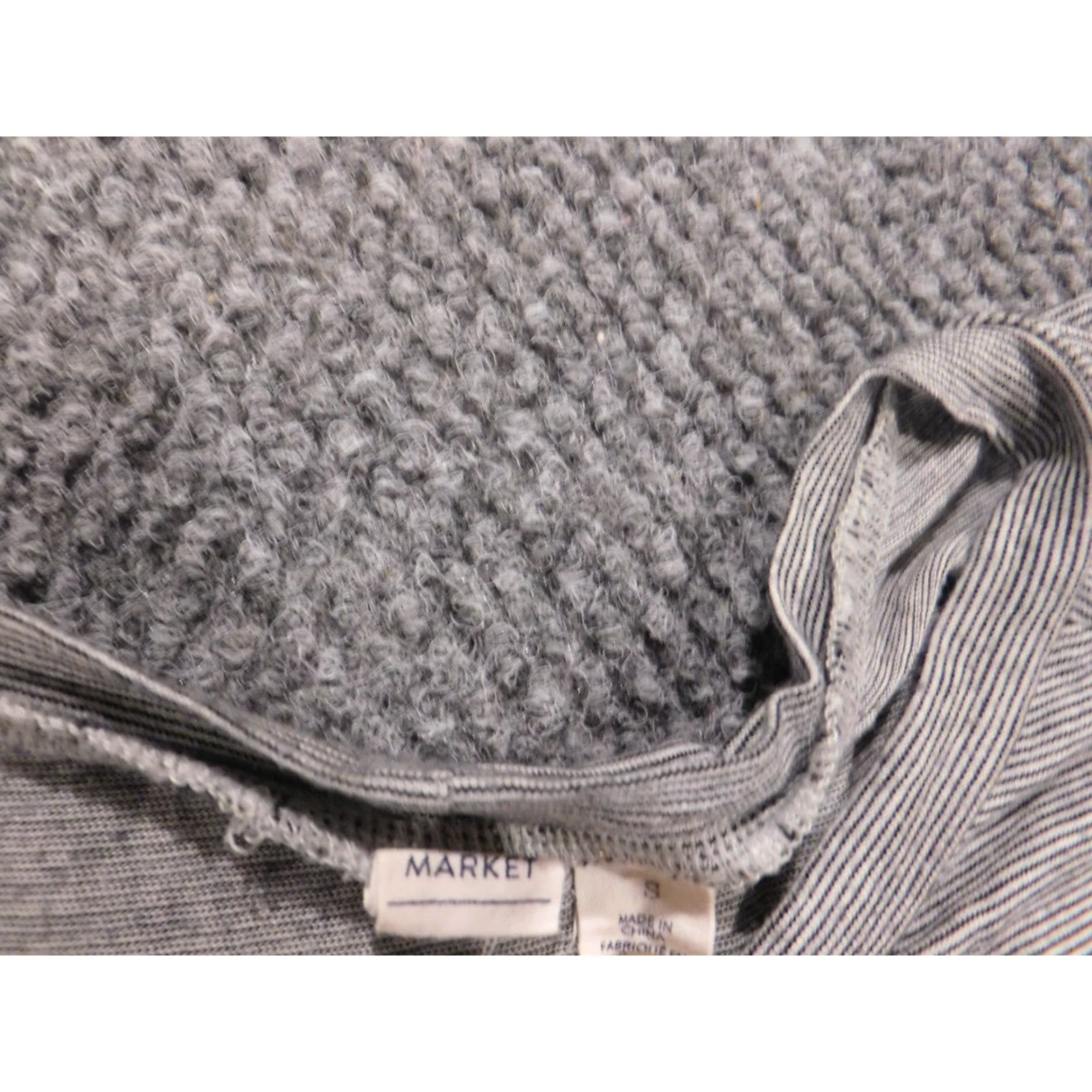 Market Melrose and Market Womens Shirt S Gray Striped Stretch Crew Neck Blouse Short Sleeve Casual Pullover Regular Fabric Rayon Buttons Designer 90s Size S / US 4 / IT 40 - 6 Thumbnail