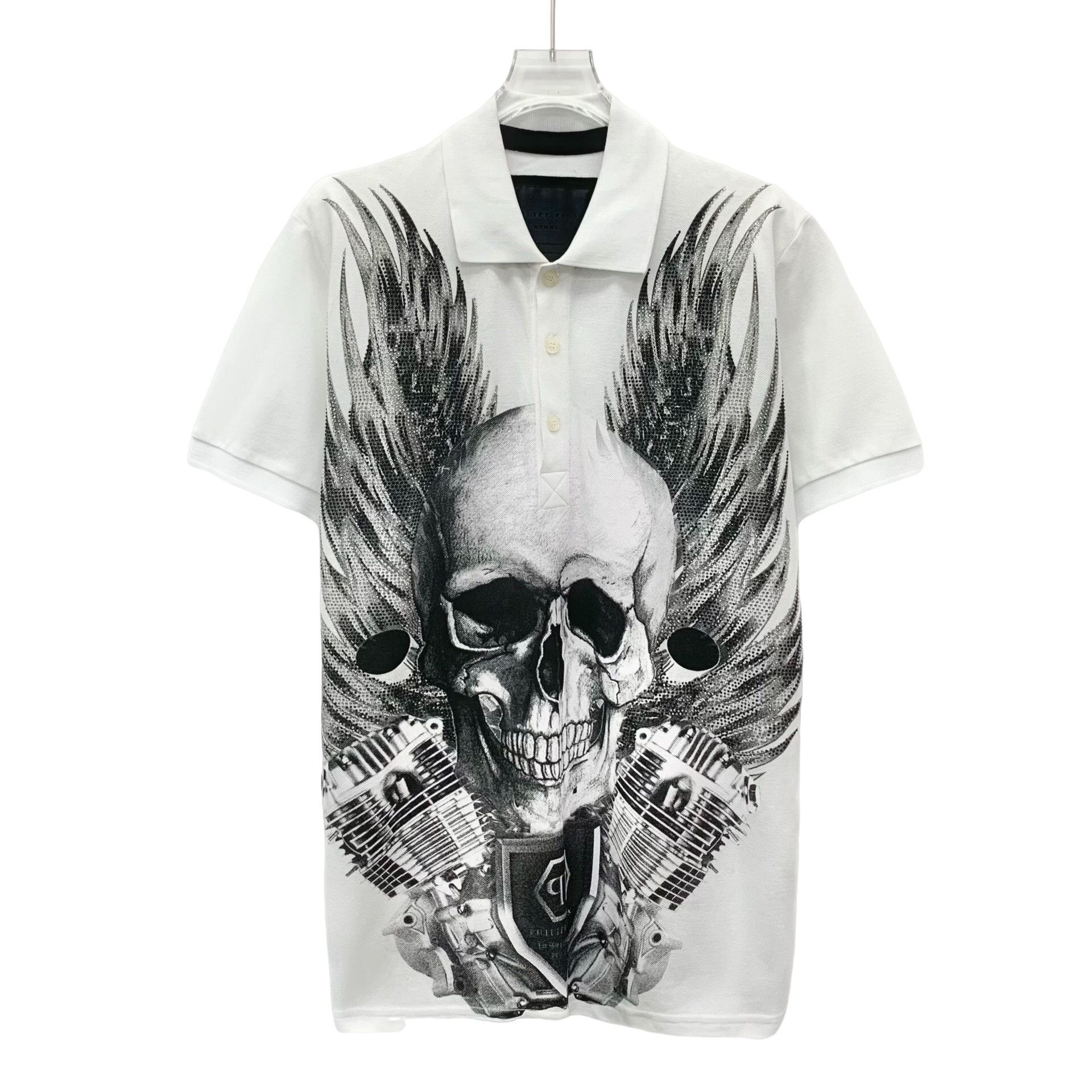 Philipp Plein Philipp Plein Skull Graphic Print Polo Shirt L Size US L / EU 52-54 / 3 - 1 Thumbnail