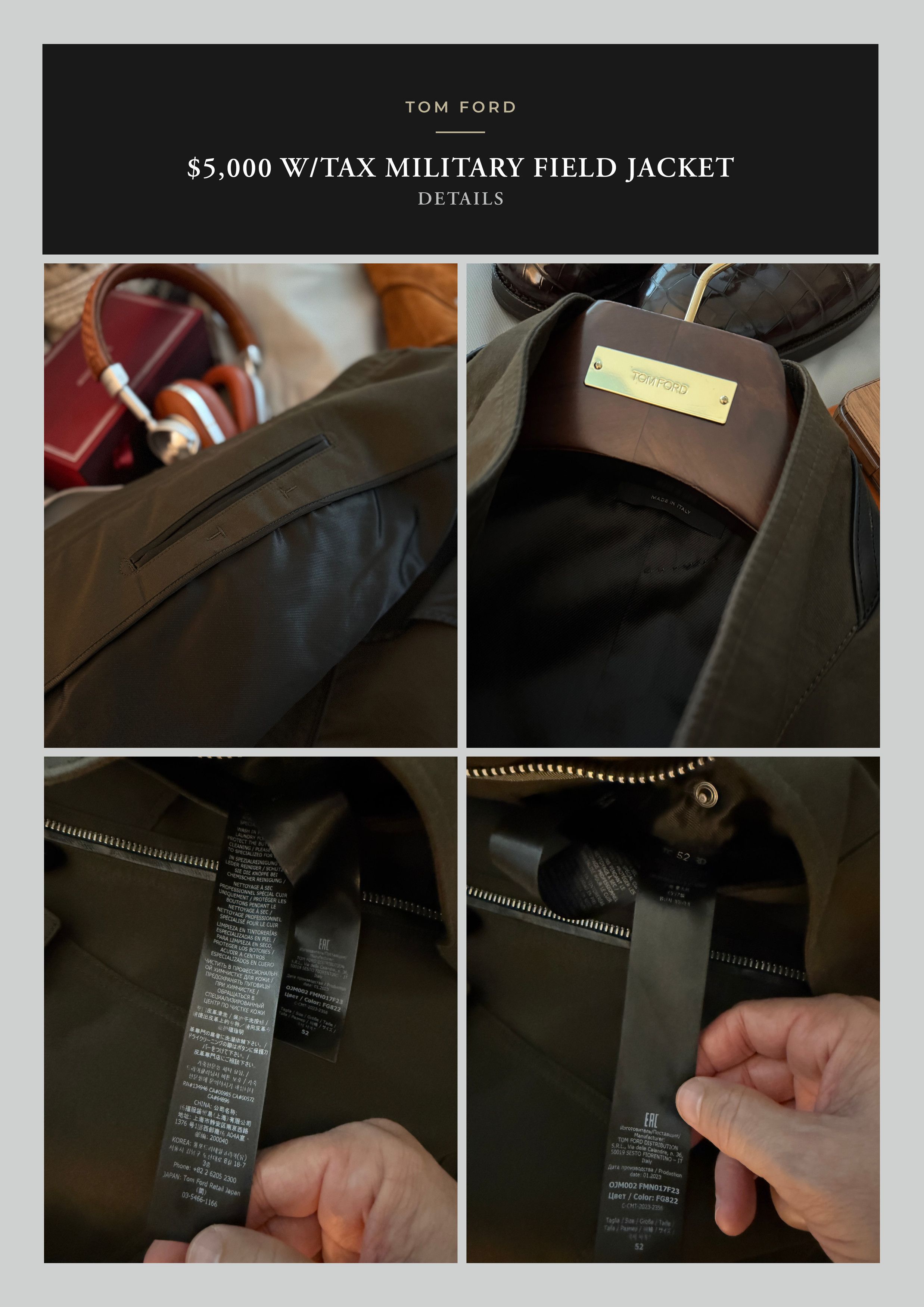 Tom Ford Ultimate New $5K w/tax Coveted Leather Accents Field Jacket Size US L / EU 52-54 / 3 - 23 Thumbnail