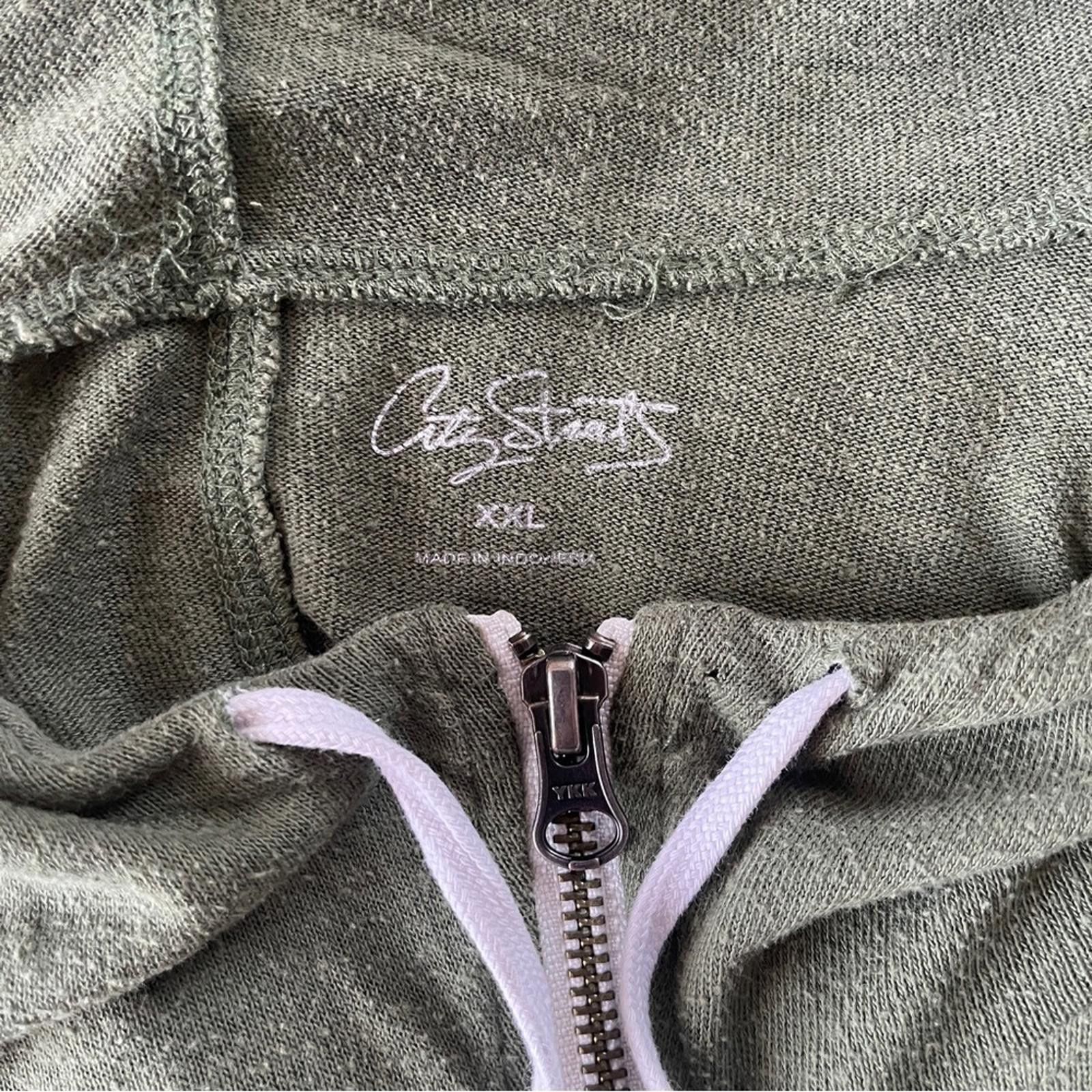 Other City Stars XXL Olive Green Thin Zip-Up Hoodie Size XXL / US 16-18 / IT 52-54 - 3 Thumbnail