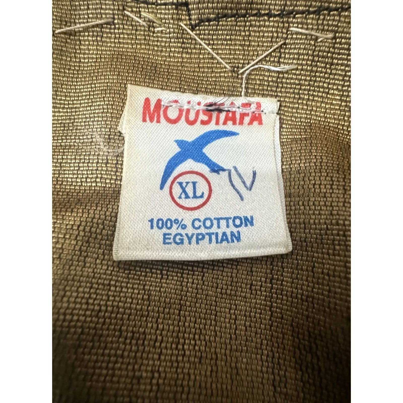 Vintage Moustafa Maxi Shirt Dress Women XL Gold Egypt Oversized V-Neck Cotton Long Sleeve? Size XL / US 12-14 / IT 48-50 - 4 Thumbnail
