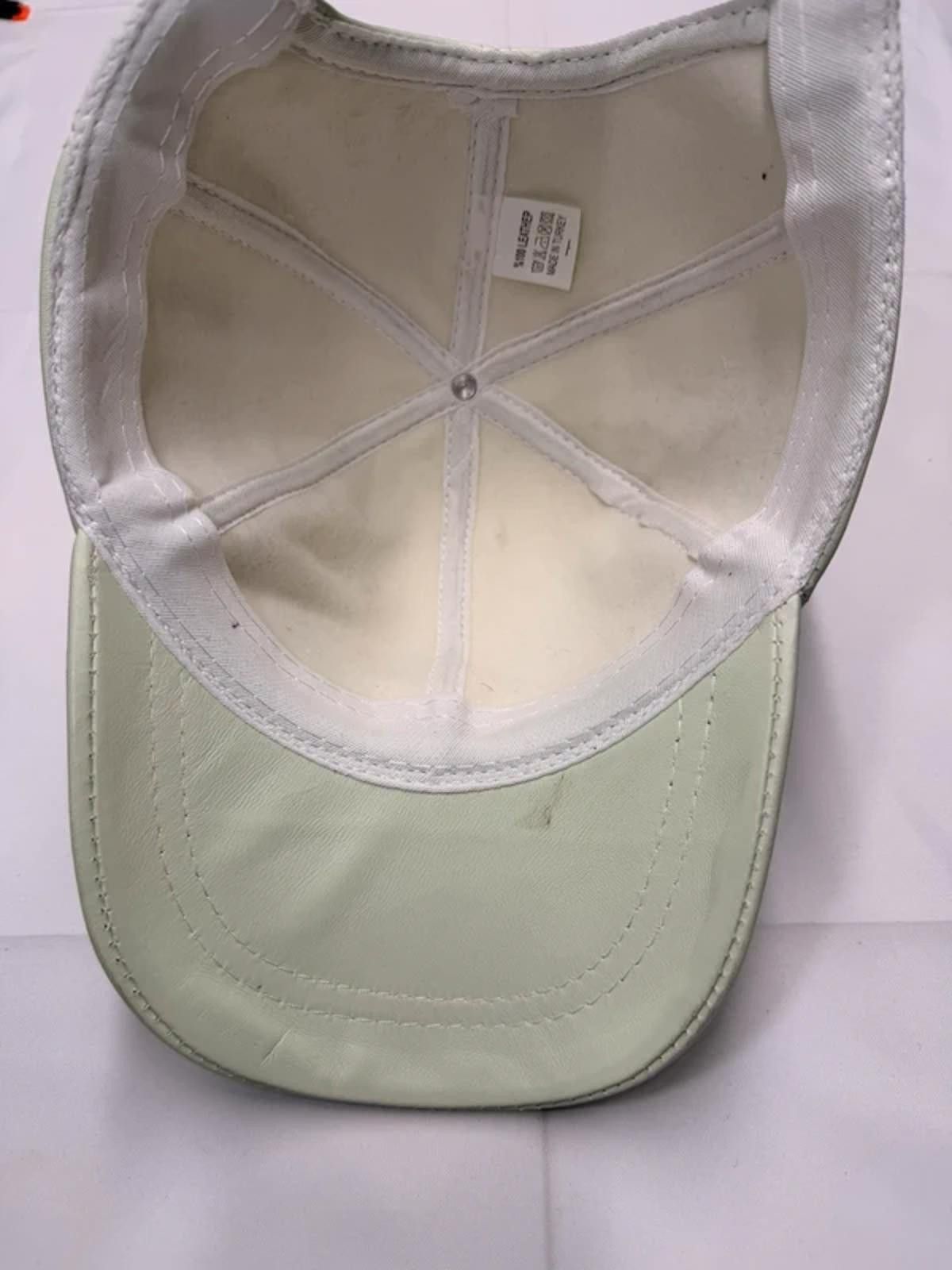 Other NEW White Leather Baseball Cap - Premium Hat #019 Size ONE SIZE - 5 Thumbnail