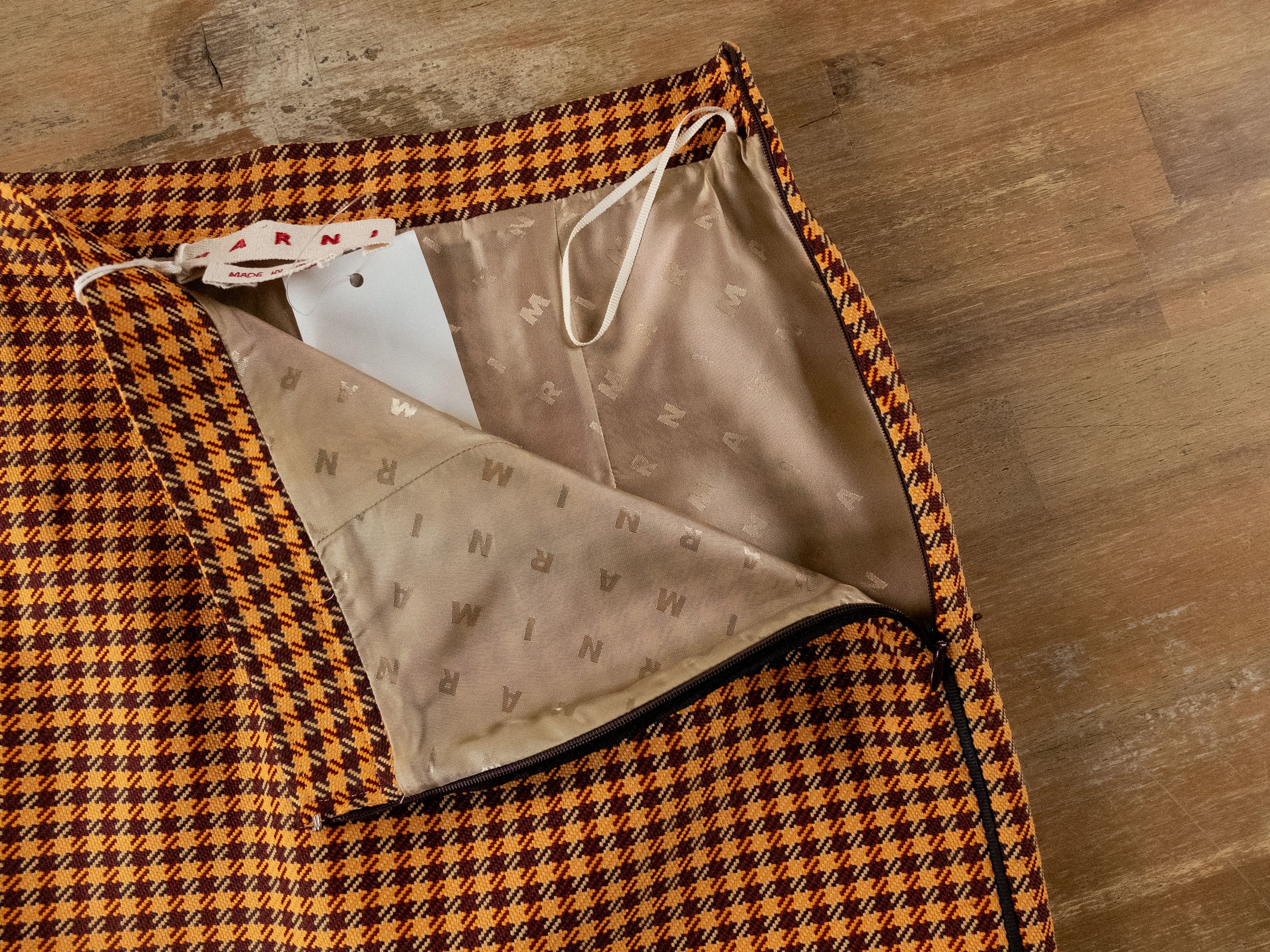Marni MARNI orange houndstooth mini tweed skirt Size 6 US / 42 IT Size 28" / US 6 / IT 42 - 8 Thumbnail
