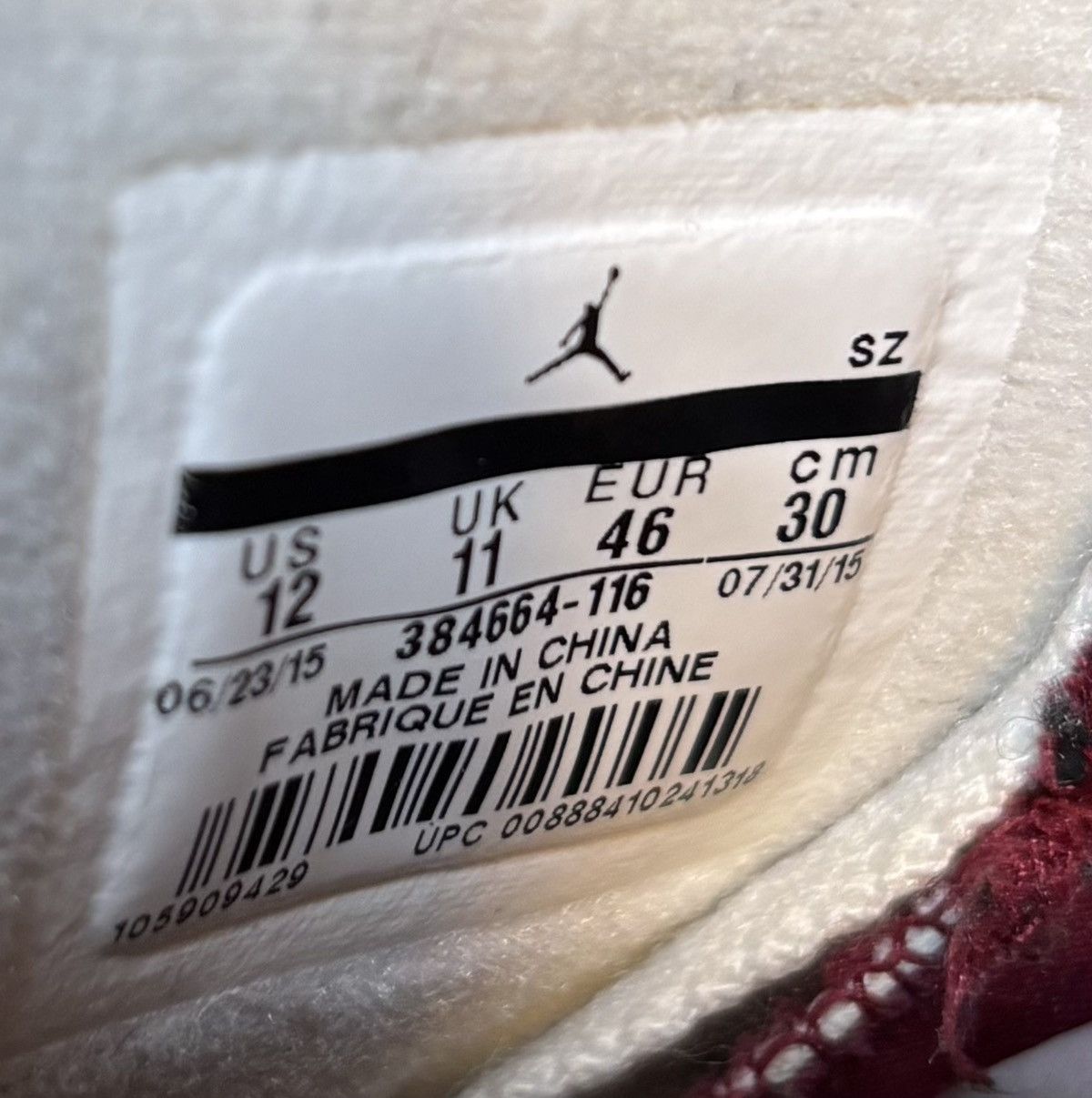 Jordan Brand Jordan 6 Retro Maroon 2015 Size 12 Size US 12 / EU 45 - 7 Thumbnail