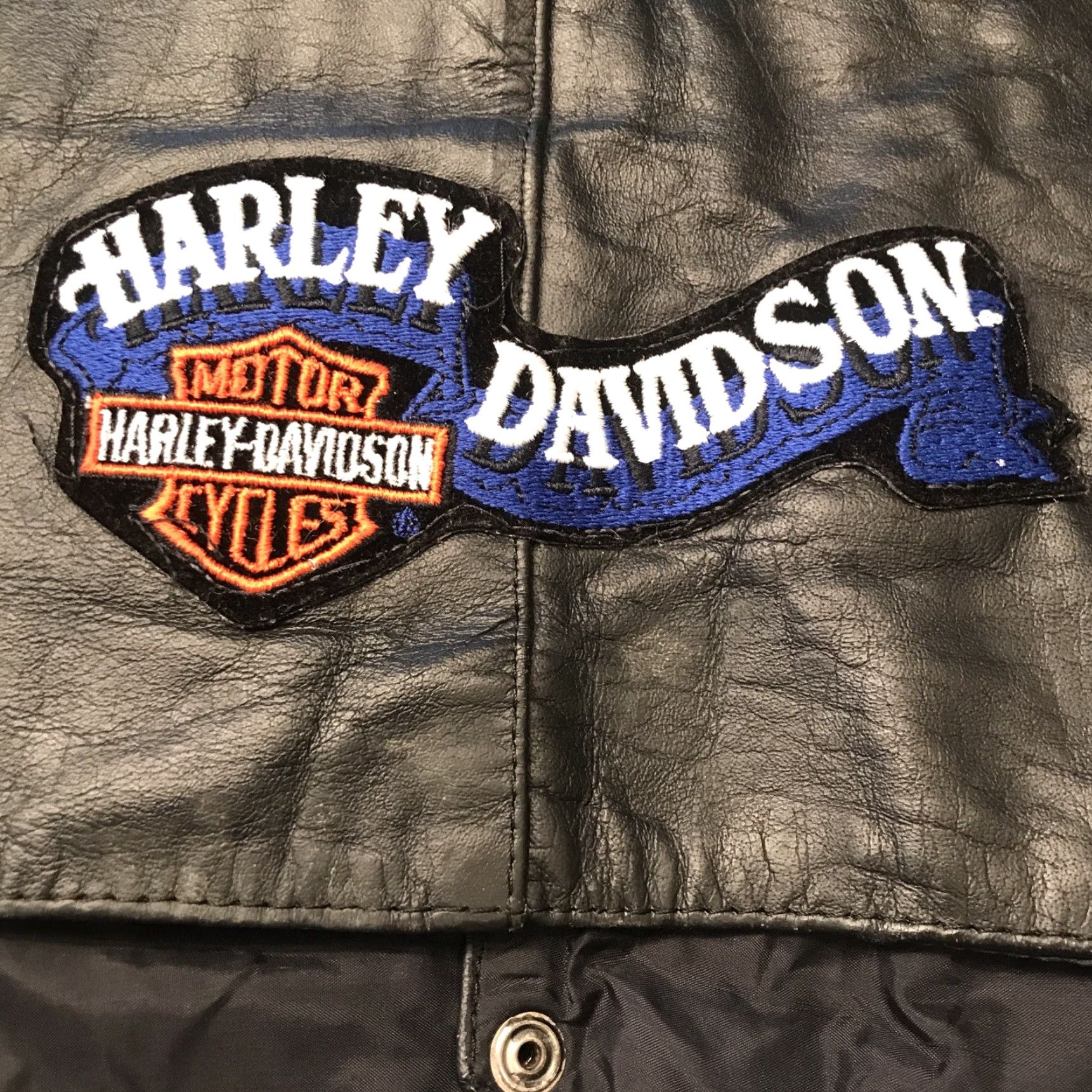 Harley Davidson Harley-Davidson BLACK Leather BIKER VEST 2XL Size 50 Snaps Lace Up Nylon Lined Mens Vest Side Lacing Pockets HD Patch Back Vintage Size US XXL / EU 58 / 5 - 2 Thumbnail