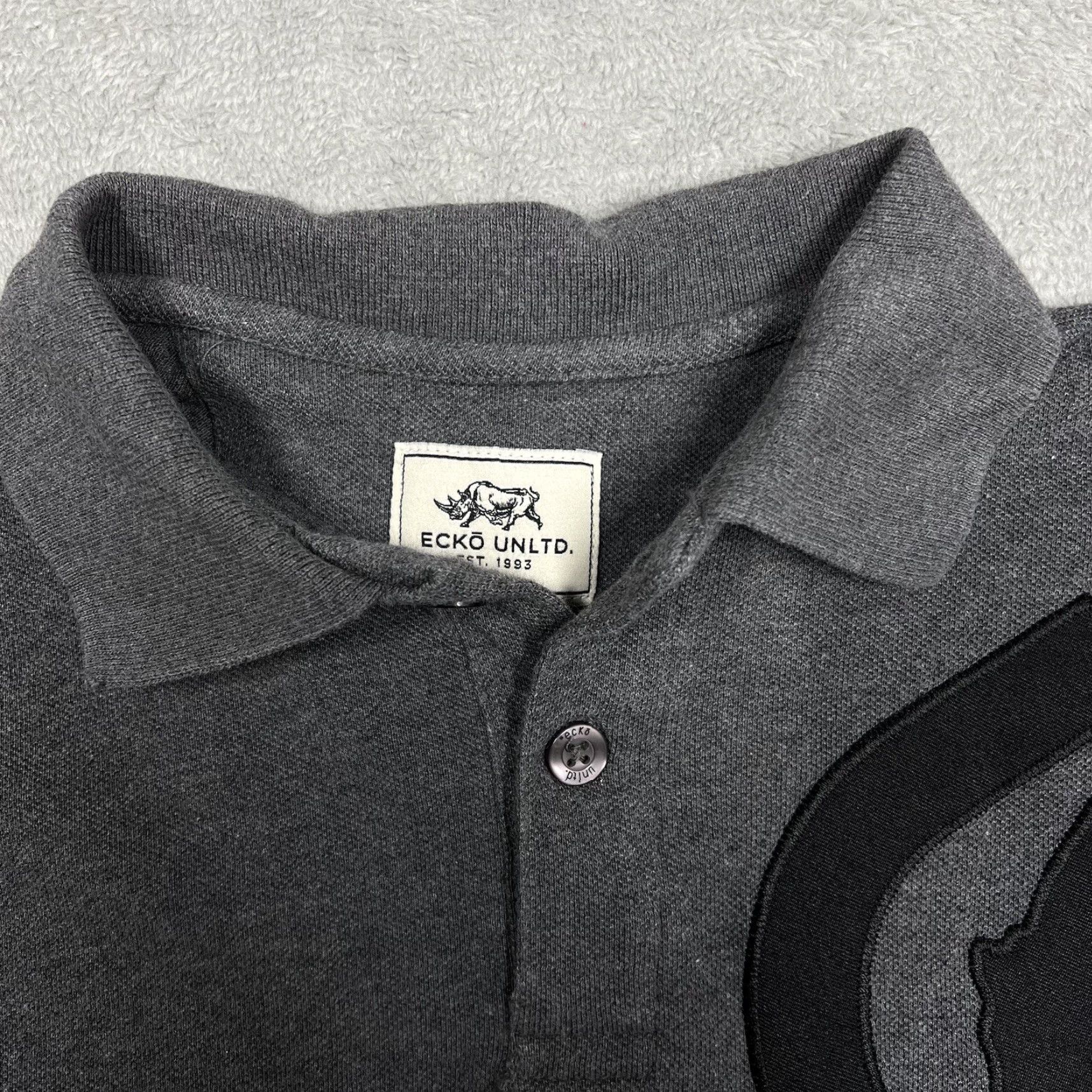 Ecko Unltd. VINTAGE Ecko Unltd. Polo Shirt Mens XS Embroidered Rhino Logo Heather Dark Grey Shirt XS Mens Gray Short Sleeve Polo Clothing Mens Perspective Size US XS / EU 42 / 0 - 3 Thumbnail