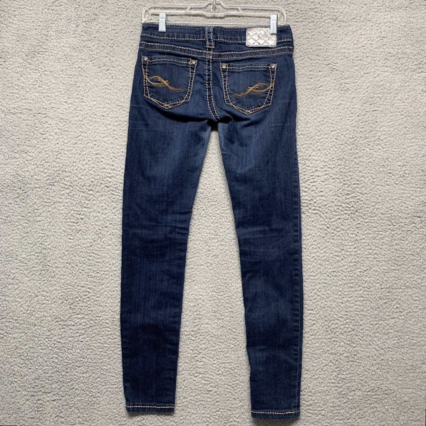 Silver Jeans Co. Silver Jeans Juniors Slim Jeans 27x31 Blue Cotton Spandex Denim 5-Pocket Gem Accents Womens/Teens Size 27" / US 4 / IT 40 - 4 Thumbnail