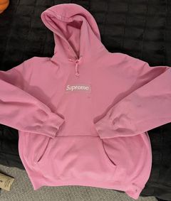 Pink supreme hoodie red best sale box logo