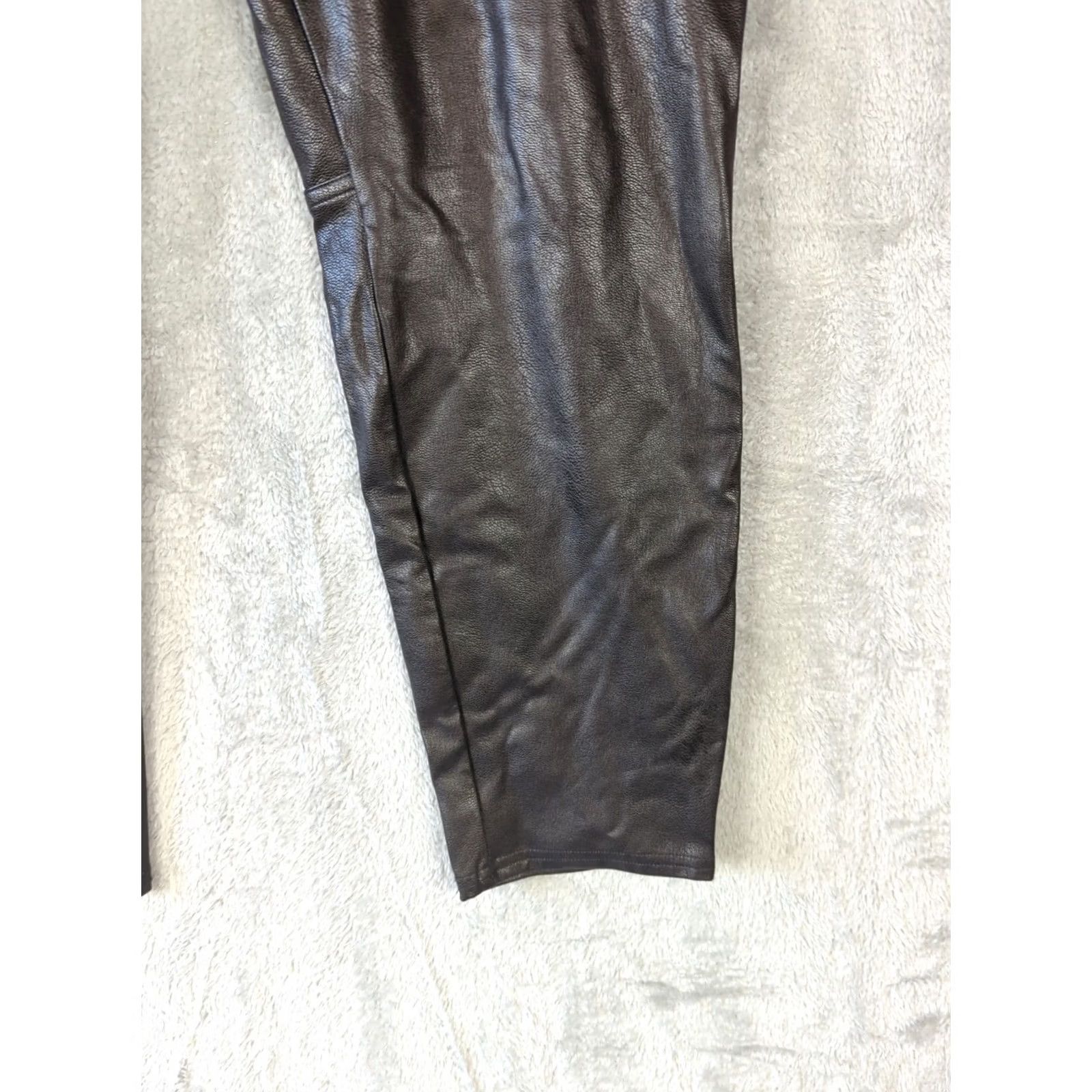 Spanx Spanx Leather Like Pull On Pants 1X Black Ankle Slimming Slim Flat Front Plus Size Rock City Motorcycle Womens Pants Size 40" / US 18 - 4 Thumbnail