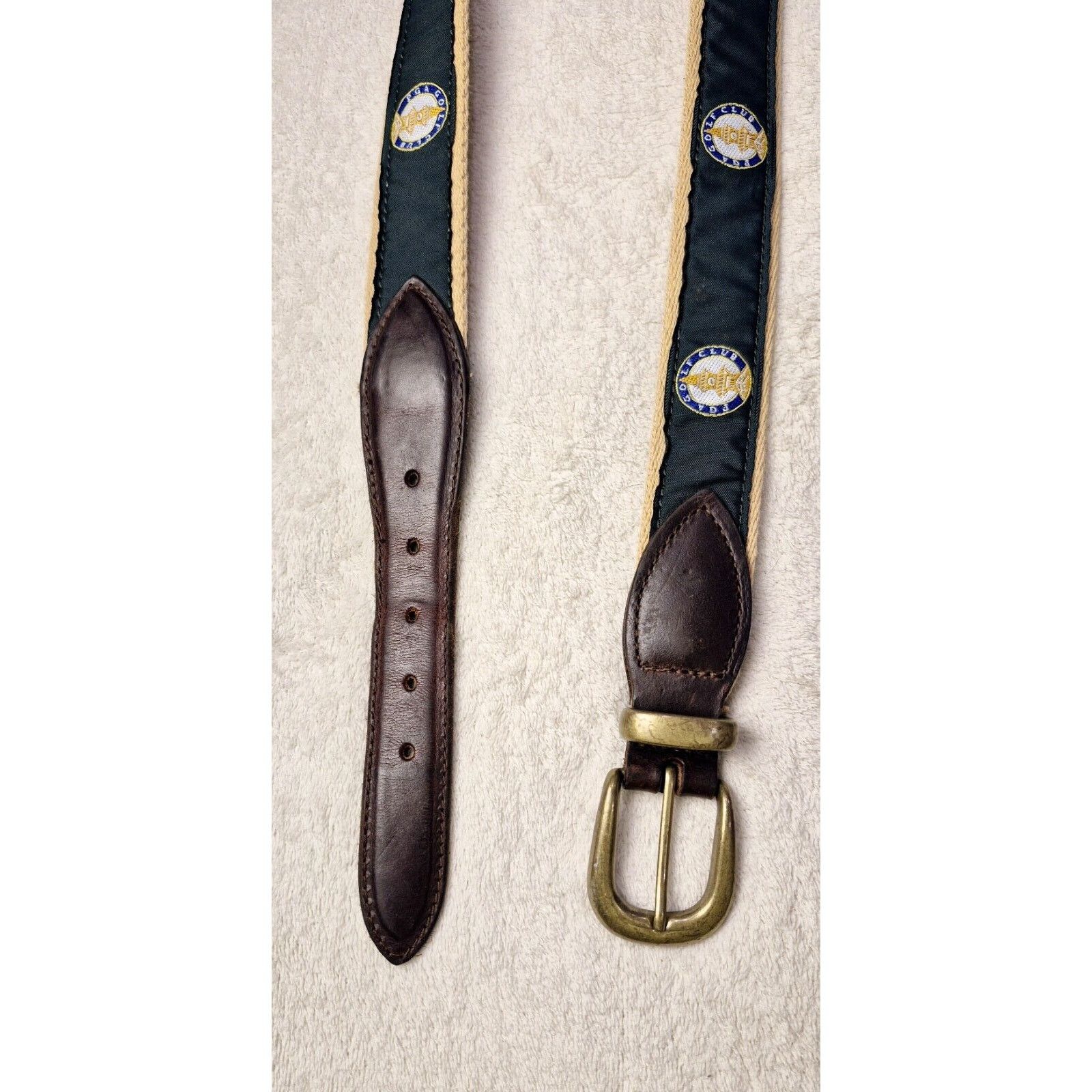 &Daughter YRI PGA Golf Embroidered Canvas & Leathe Belt Size 38/95 Size 38 - 9 Thumbnail