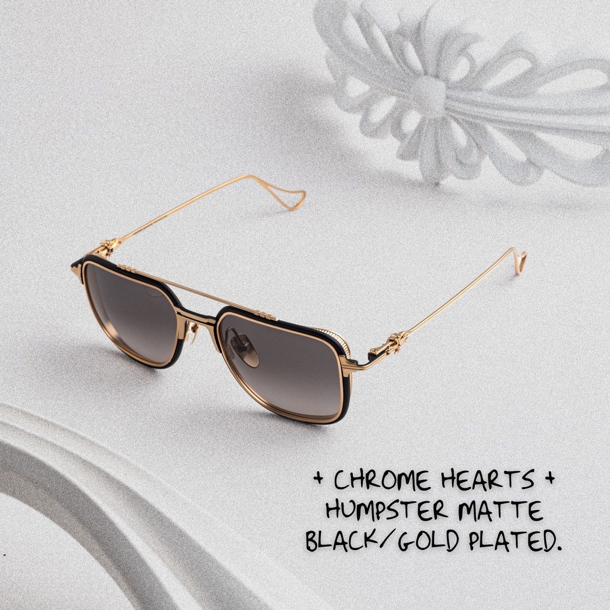 Chrome Hearts CHROME HEARTS HUMPSTER MATTE BLACK/ GOLD PLATED SUNGLASSES Size ONE SIZE - 1 Thumbnail