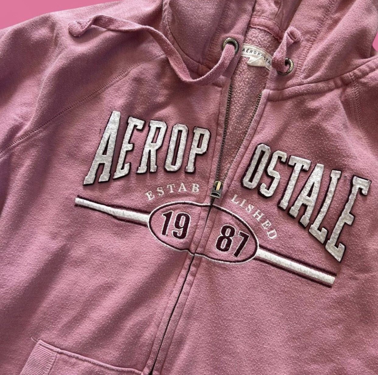 Aeropostale Pink Aeropostale Zip-Up Hoodie Size L / US 10 / IT 46 - 2 Thumbnail
