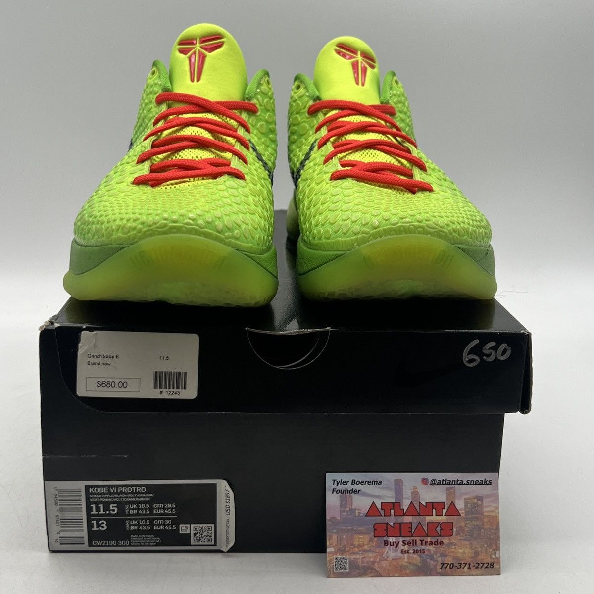 Nike Zoom Kobe 6 protro grinch Size US 11.5 / EU 44-45 - 2 Thumbnail