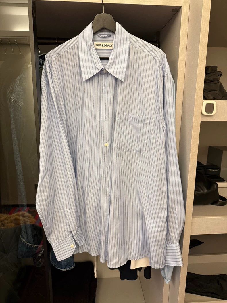 Our Legacy our legacyBlue vertical striped shirt 2503-Nextarrow Size US L / EU 52-54 / 3 - 2 Thumbnail