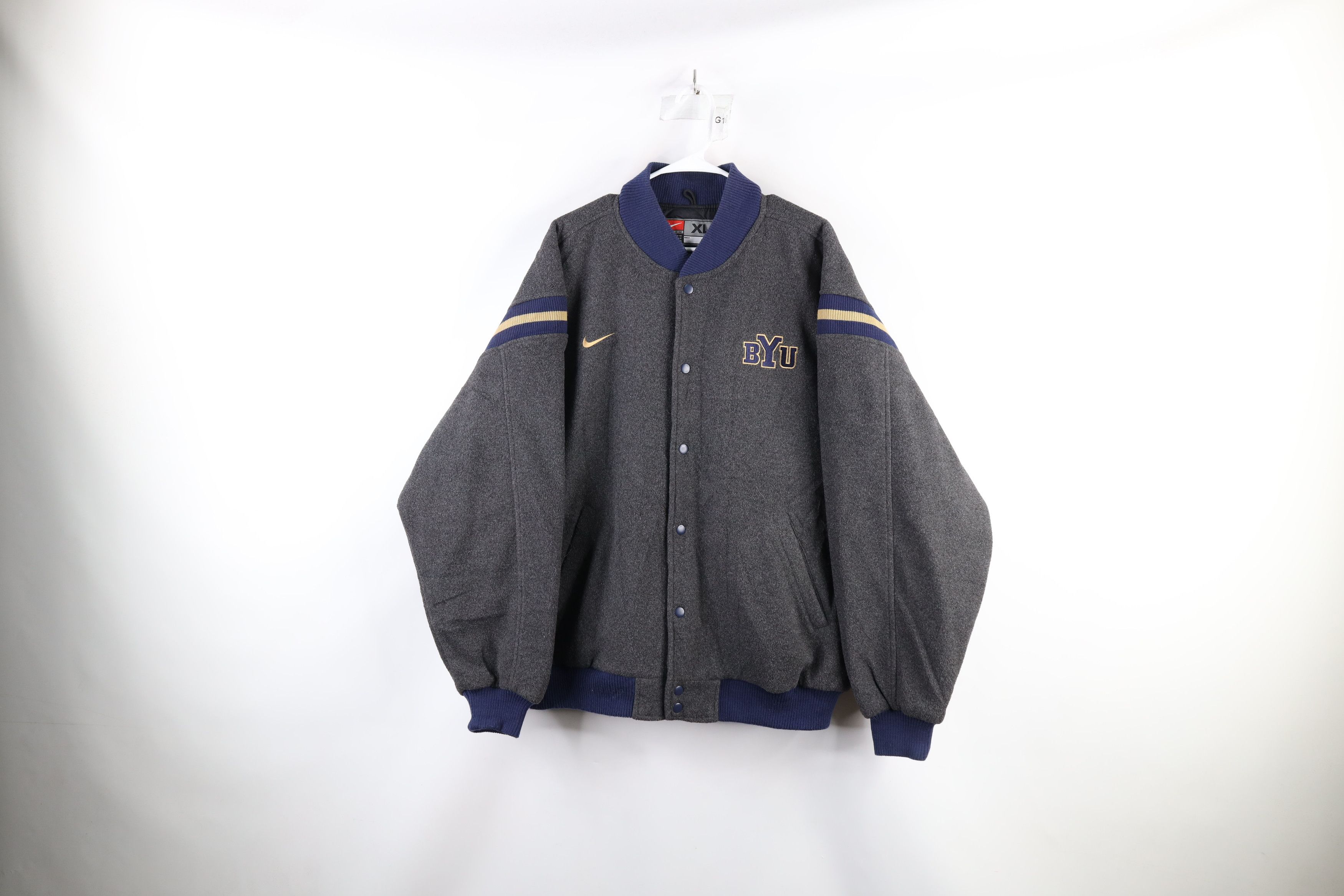 Vintage Nike Young University Lined Wool Varsity Jacket Gray