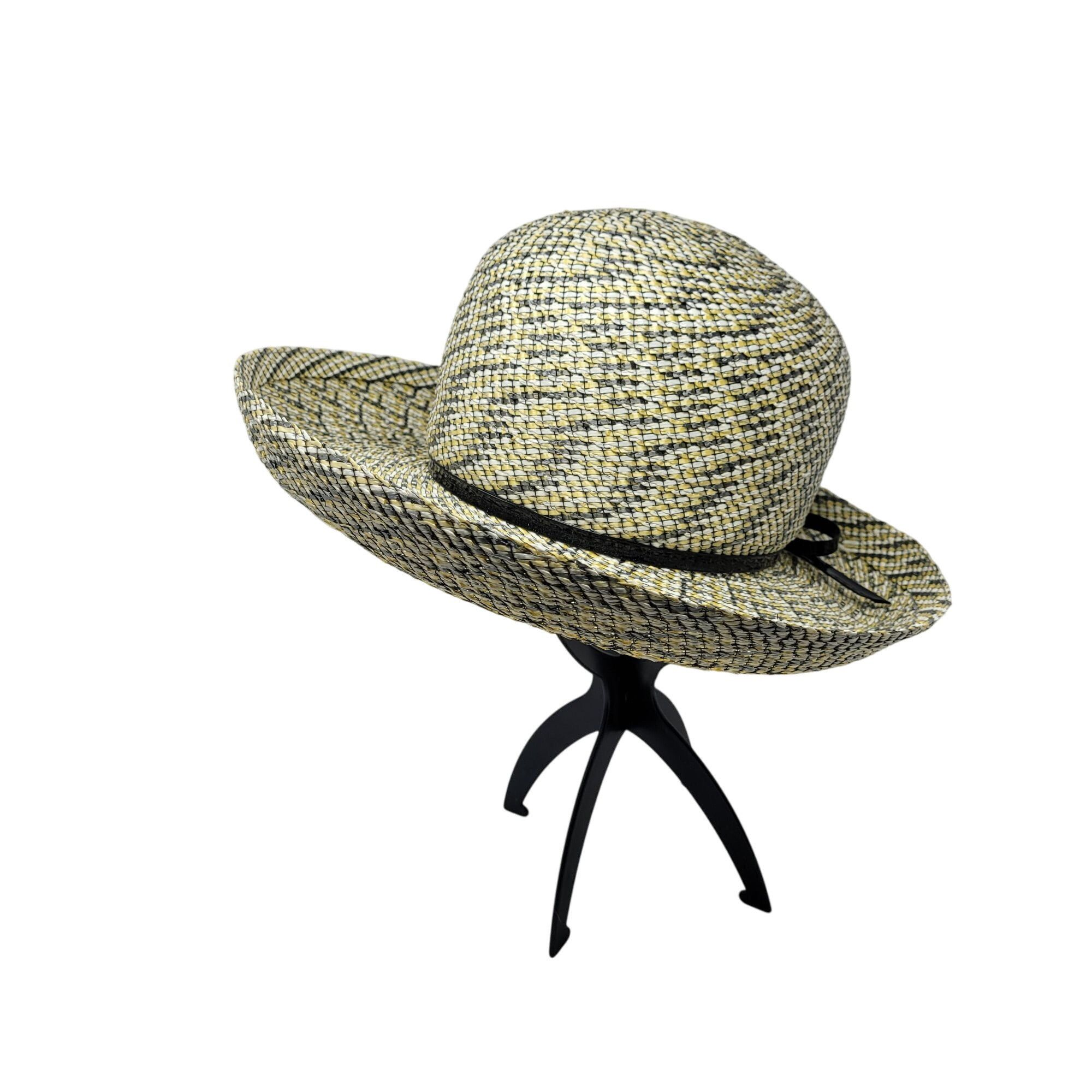 Vintage Vtg 60s Terry B. Womens Woven Straw Sun Hat Yellow Checkered Size ONE SIZE - 5 Thumbnail
