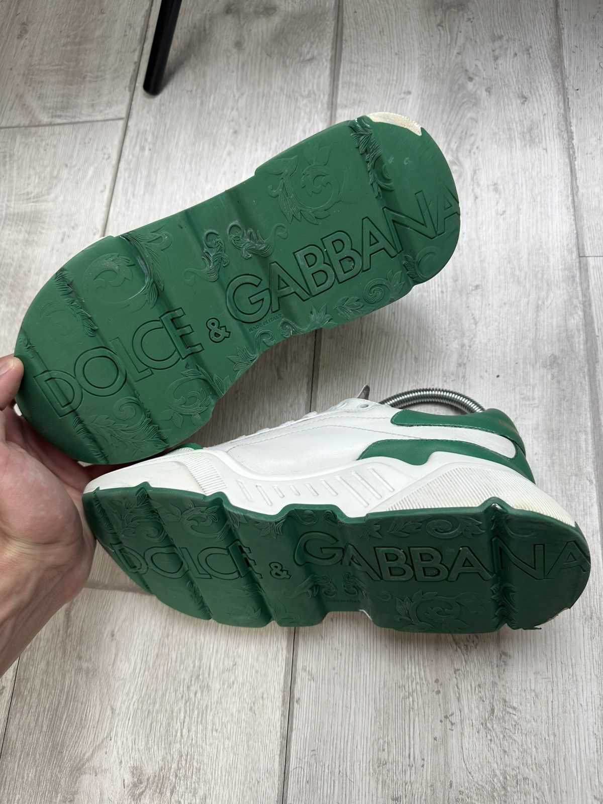 Dolce & Gabbana DOLCE & GABBANA Daymaster Sneakers Mens White/Green Leather Size US 6.5 / EU 39-40 - 6 Thumbnail