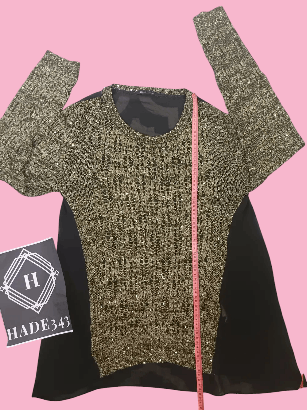 If Six Was Nine × Japanese Brand BESTI BELLI Milan Black Gold Sequin Distressed Knit Size US M / EU 48-50 / 2 - 11 Thumbnail
