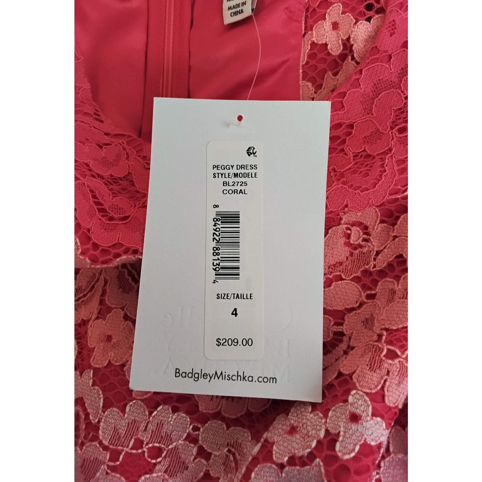 Badgley Mischka Belle Badgley Mischka Dress Women's 4 Pink Lace NWT Size S / US 4 / IT 40 - 10 Thumbnail