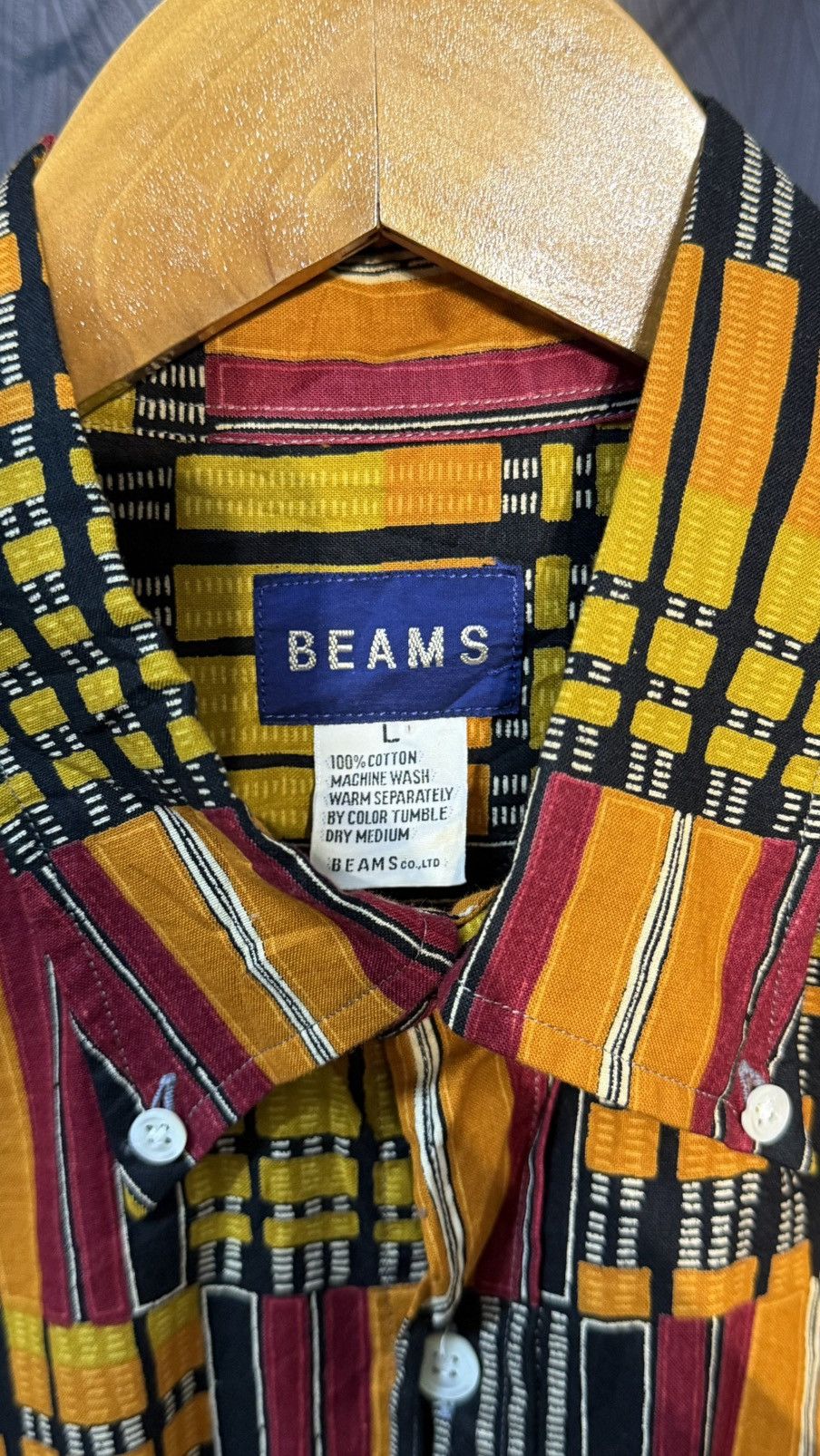 Beams Japan Beams Japanese Brand Printed Button Down Shirt Size US L / EU 52-54 / 3 - 4 Thumbnail