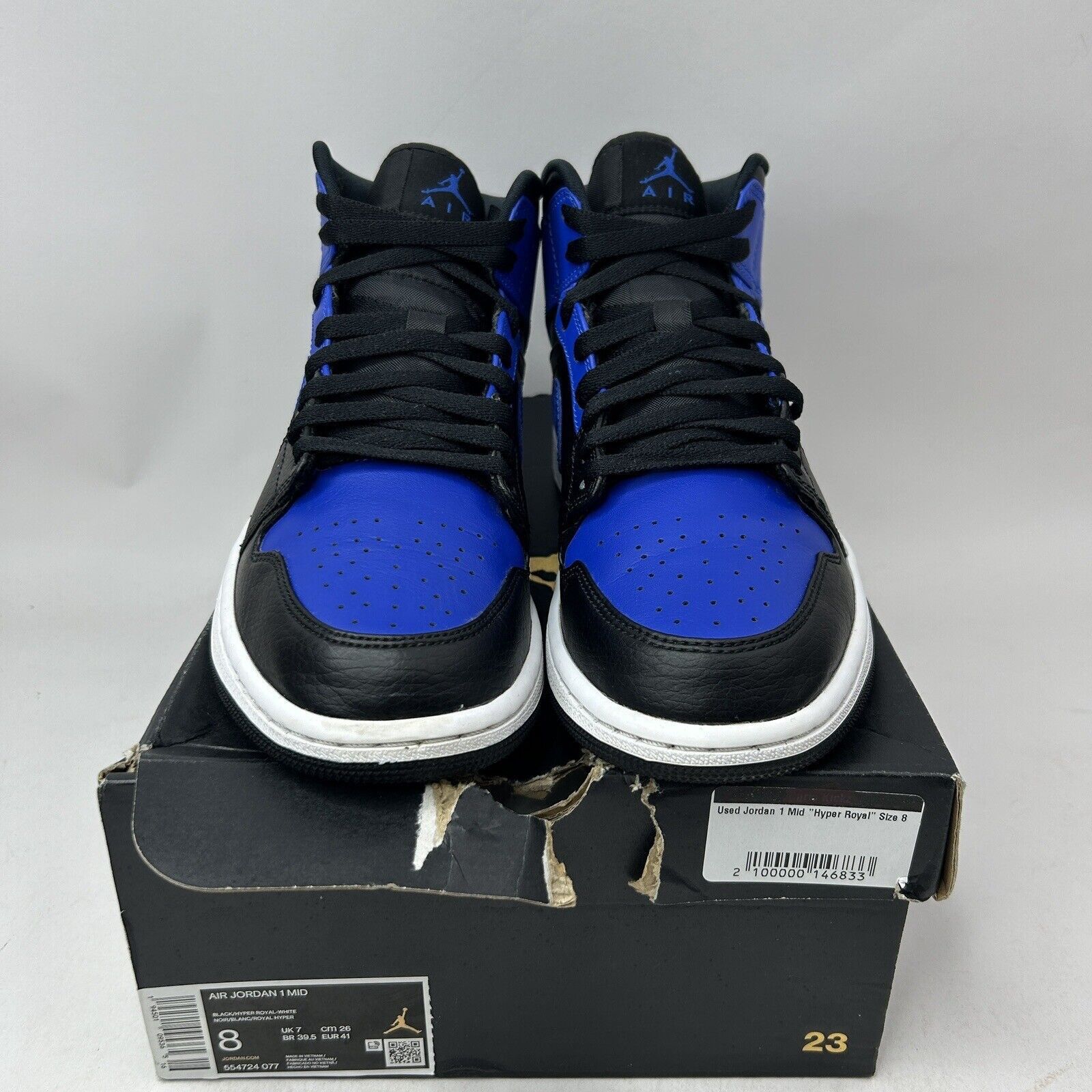 Nike Nike Air Jordan 1 Mid Retro “Hyper Royal” 2023 Size US 8 / EU 41 - 2 Thumbnail
