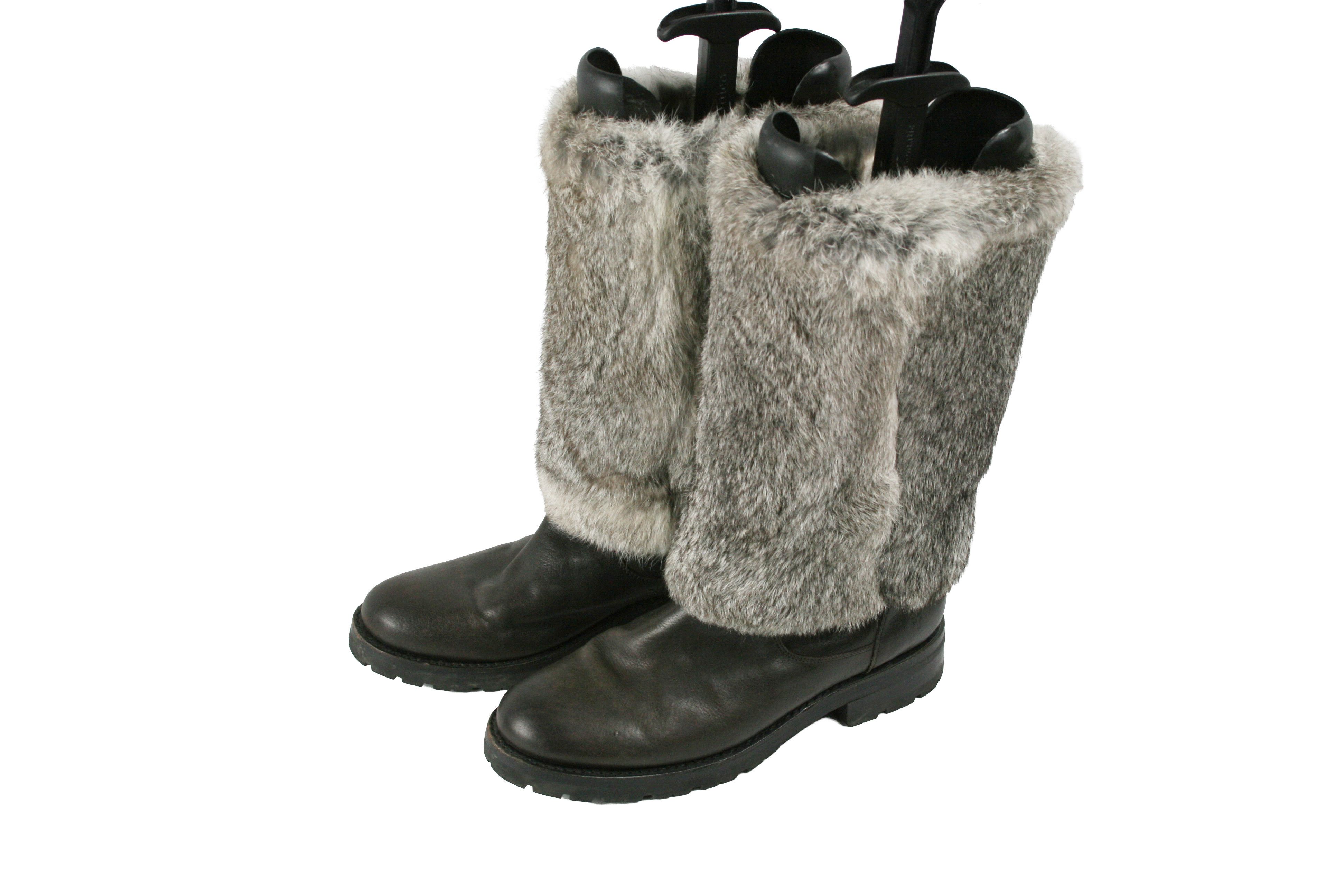 Frye Natalie Cuff Lug Fur Boots Size US 9.5 / IT 39.5 - 3 Thumbnail
