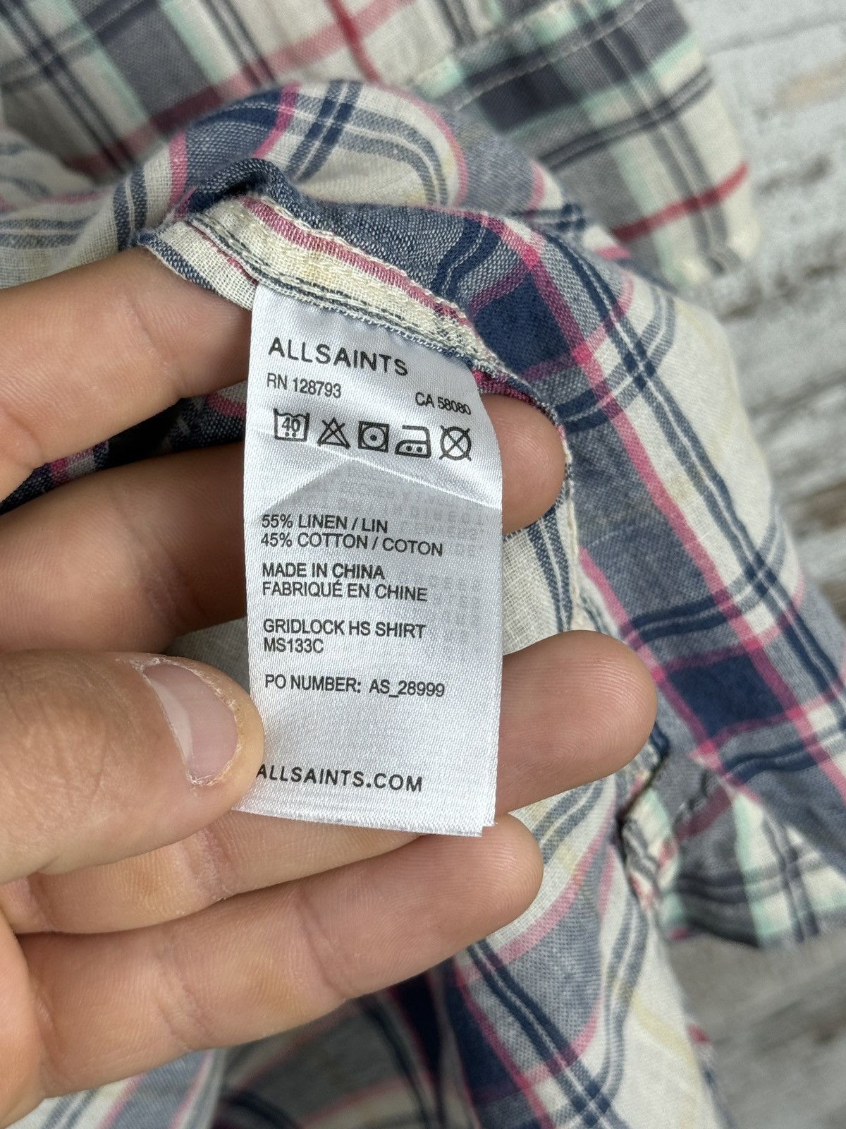 Allsaints × Japanese Brand Mens AllSaints GRIDLOCK HS SHIRT button up luxury linen Size US L / EU 52-54 / 3 - 7 Thumbnail