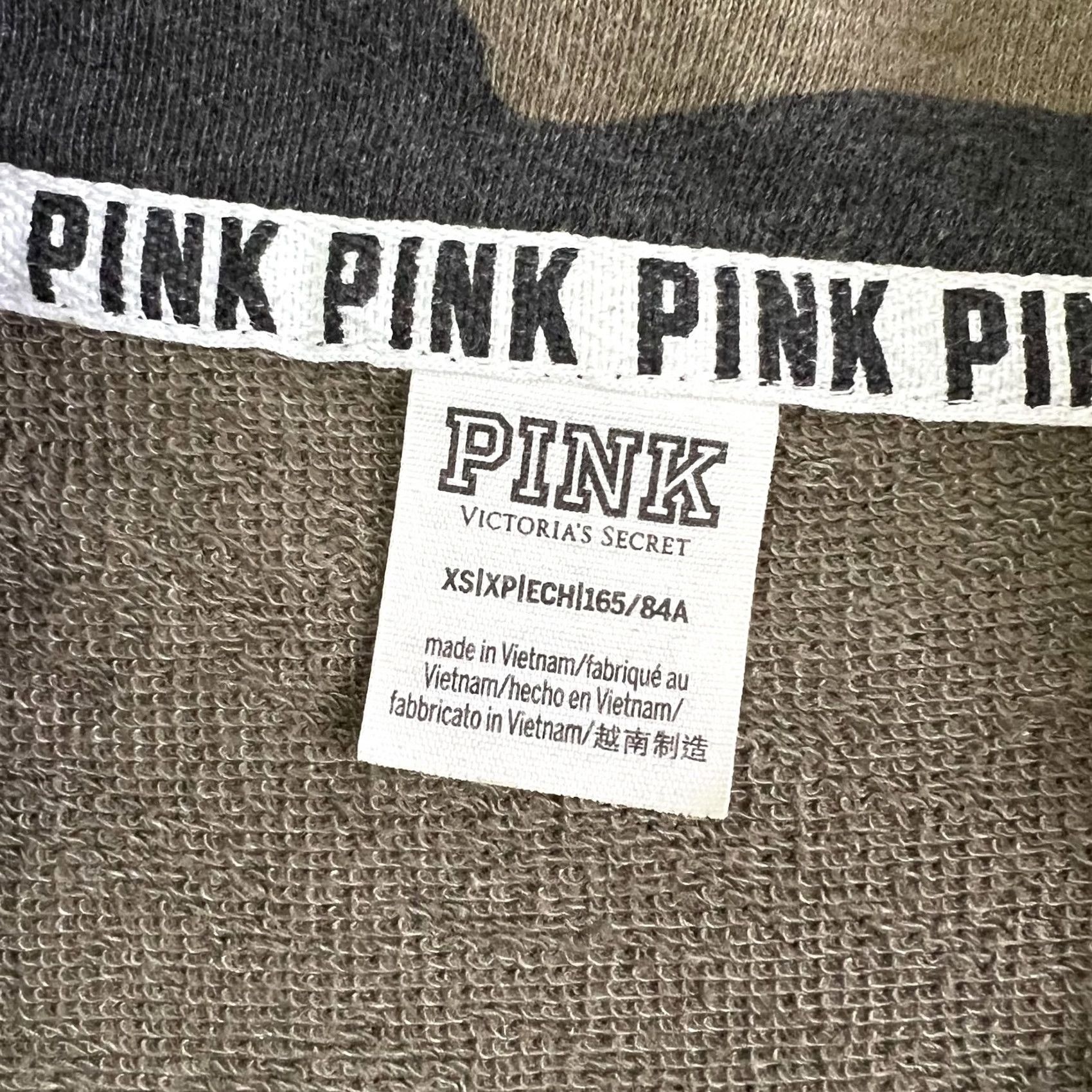 Vintage PINK Victoria's Secret Sweatshirt Womens Camo Quarter Zip Cropped Pullover XS Green Size XS / US 0-2 / IT 36-38 - 4 Thumbnail