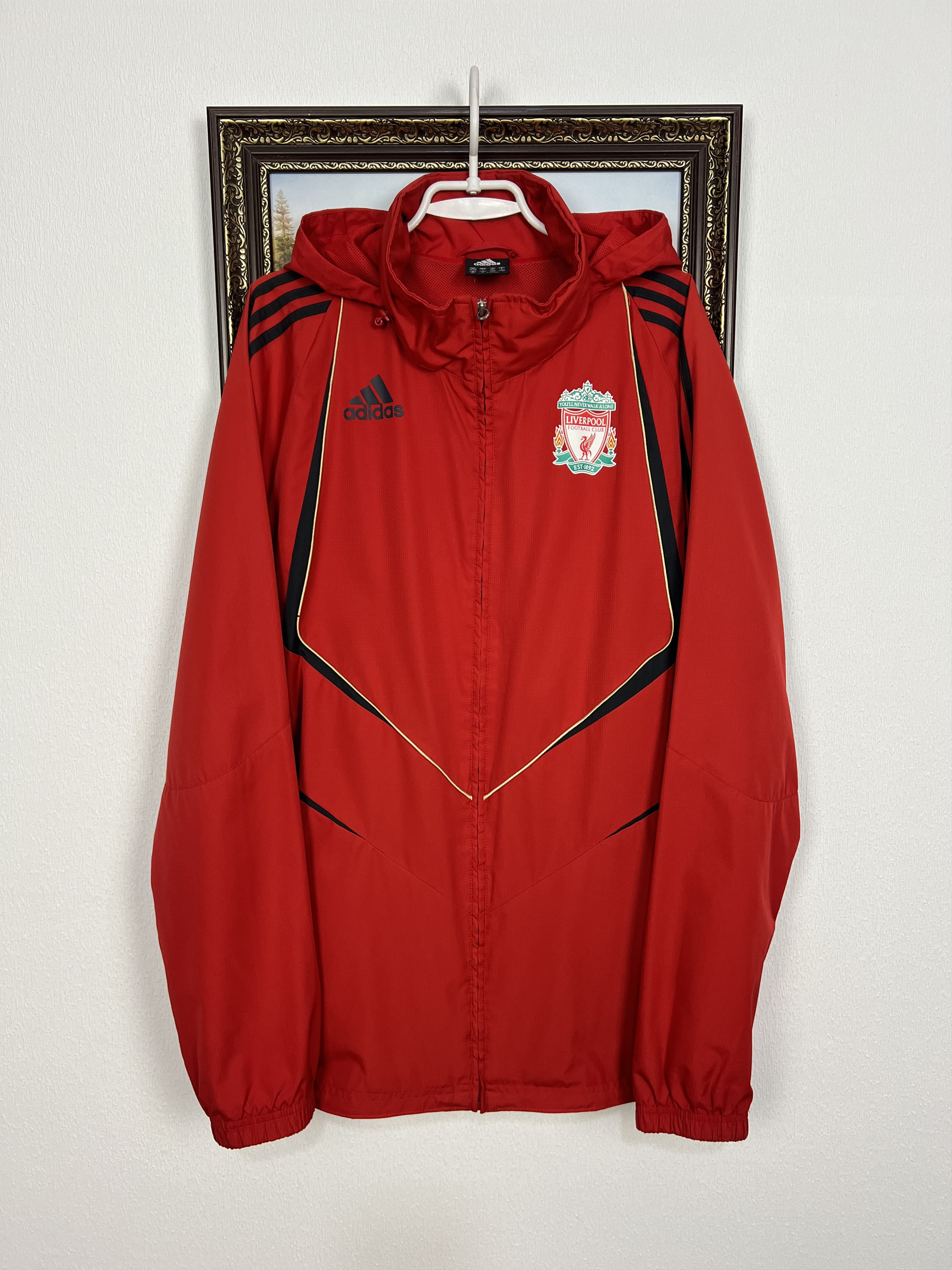 Adidas Vintage Liverpool Football Hooded Jacket Track Top Zip Size US L / EU 52-54 / 3 - 1 Thumbnail