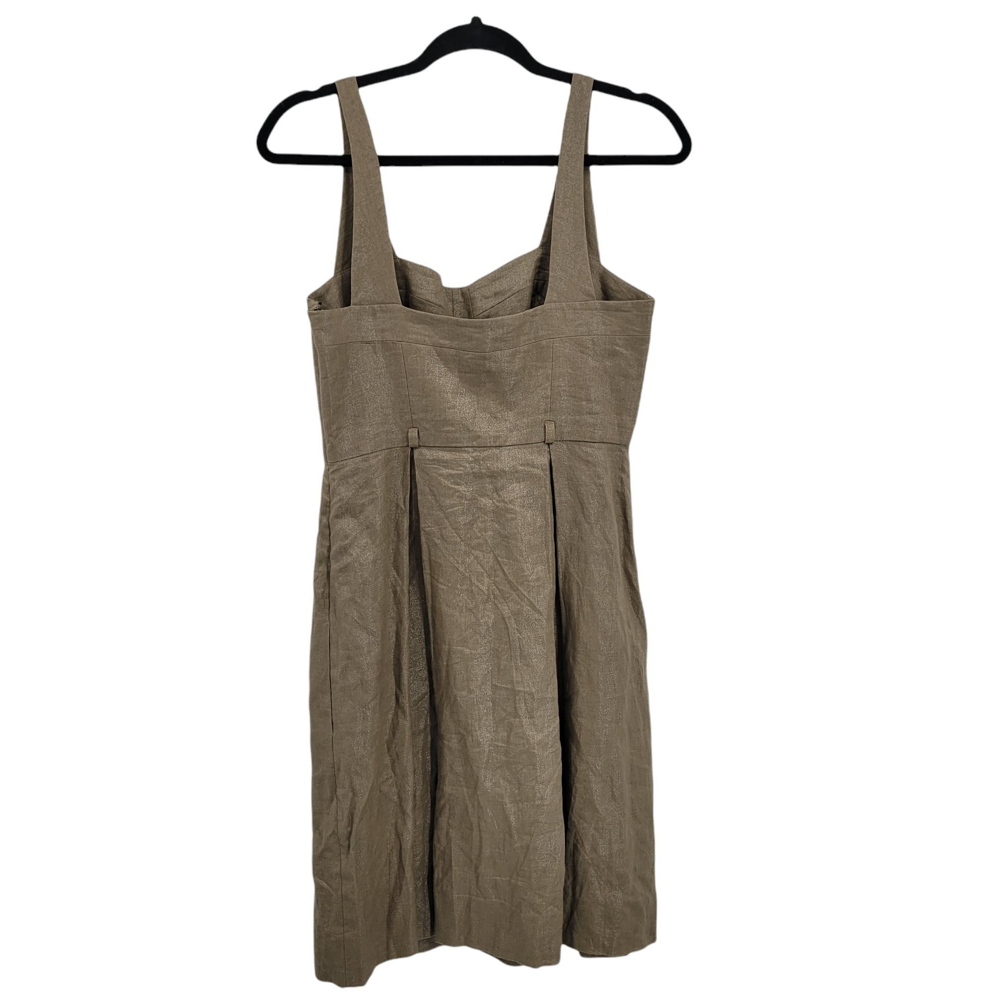 Black Halo Black Halo Linen Peasant Dress Sz 4 Metallic Bronze Apron Bu Size S / US 4 / IT 40 - 6 Thumbnail